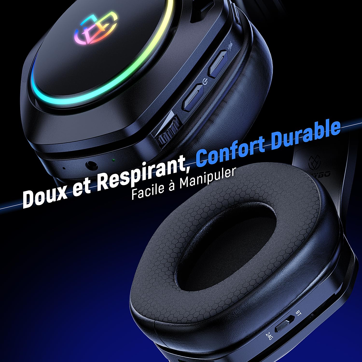 Wireless Gaming Headset with Microphone Noise Cancellation & 7.1 Surround Sound - Bluetooth/USB Compatible for PS5, PC, PS4, Switch - 35H Battery & Breathable Ear Cups - Perfect for Competitive Gaming & Online Meetings