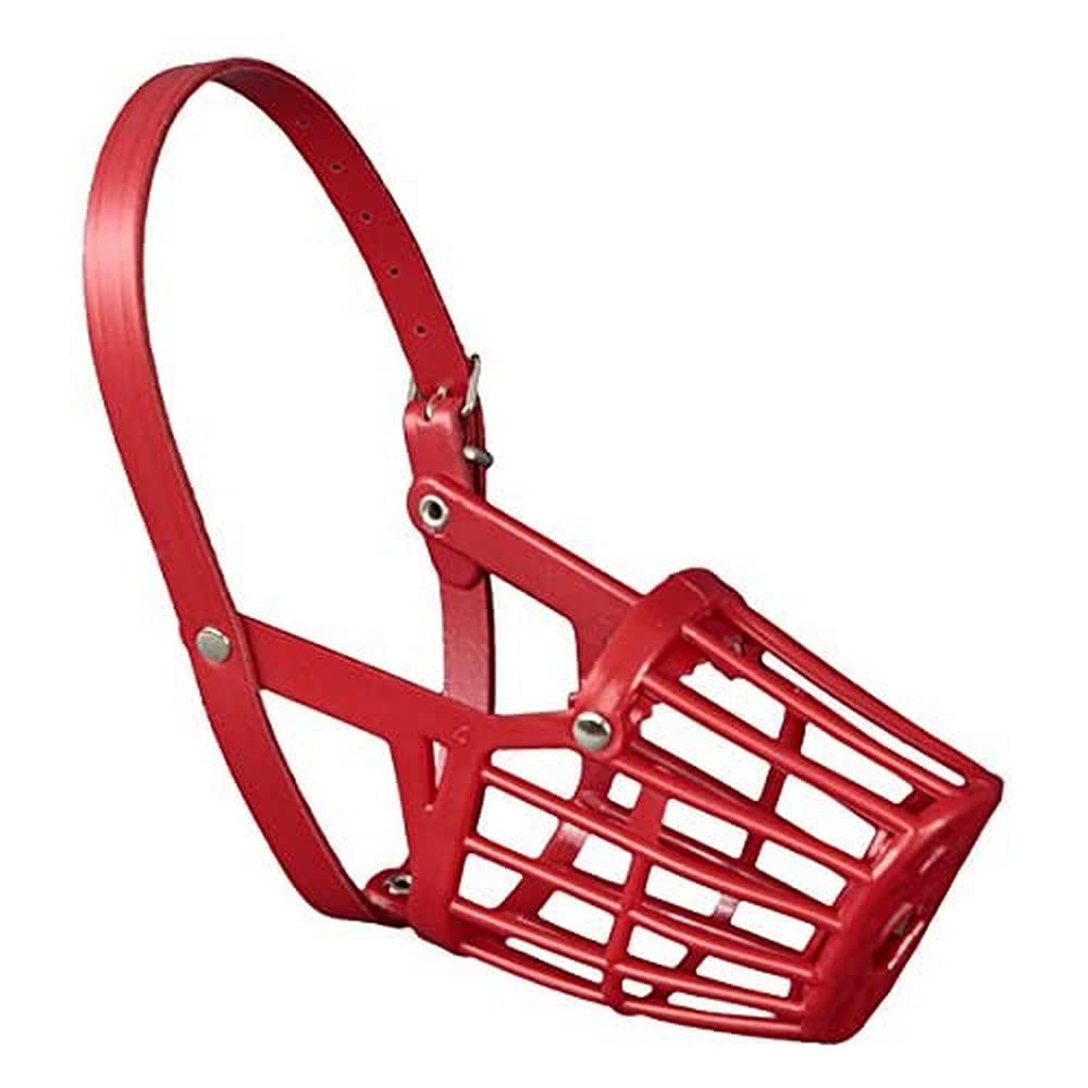 Red Plastic Muzzle Basket for Dogs - Size 5 Pet Training Equipment - Durable Dog Muzzle for Grooming, Vet Visits & Behavior Training