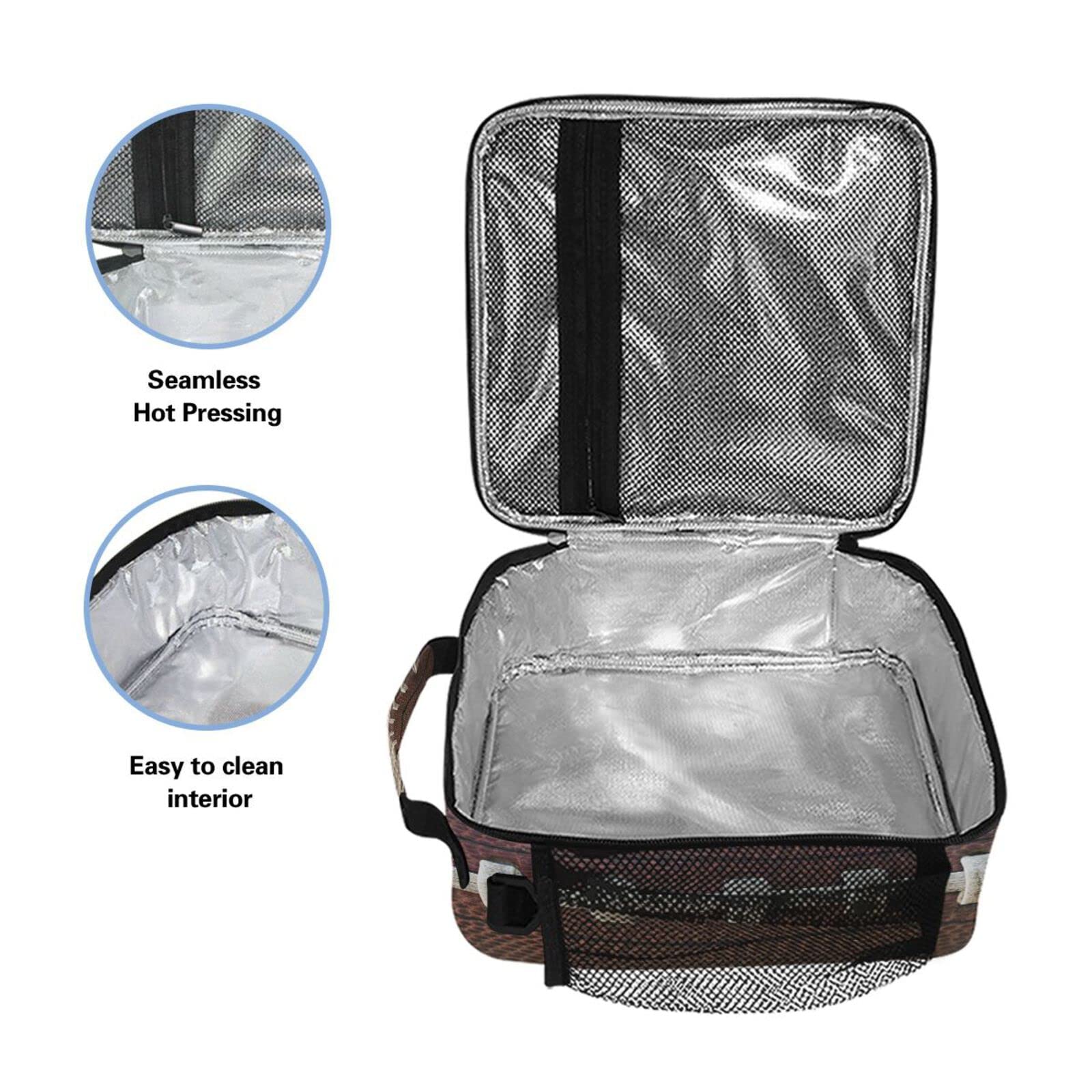 Custom Personalized Insulated Lunch Box Bag with Adjustable Strap - American Football Laces Design - Reusable Tote Container for Work, School, Picnic & Outdoor Activities - Keep Food Fresh & Organized