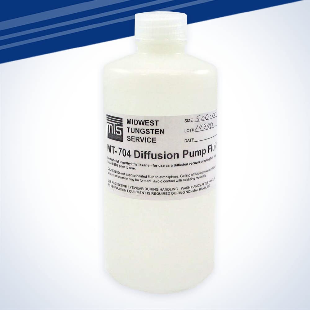 Midwest Tungsten High Vacuum Diffusion Pump Oil - 500cc, Hydrolysis & Oxidation Resistant, Dow Corning Equivalent (MT-704) | Free MSDS Sheet | Ideal for Laboratory, Semiconductor & Vacuum System Applications