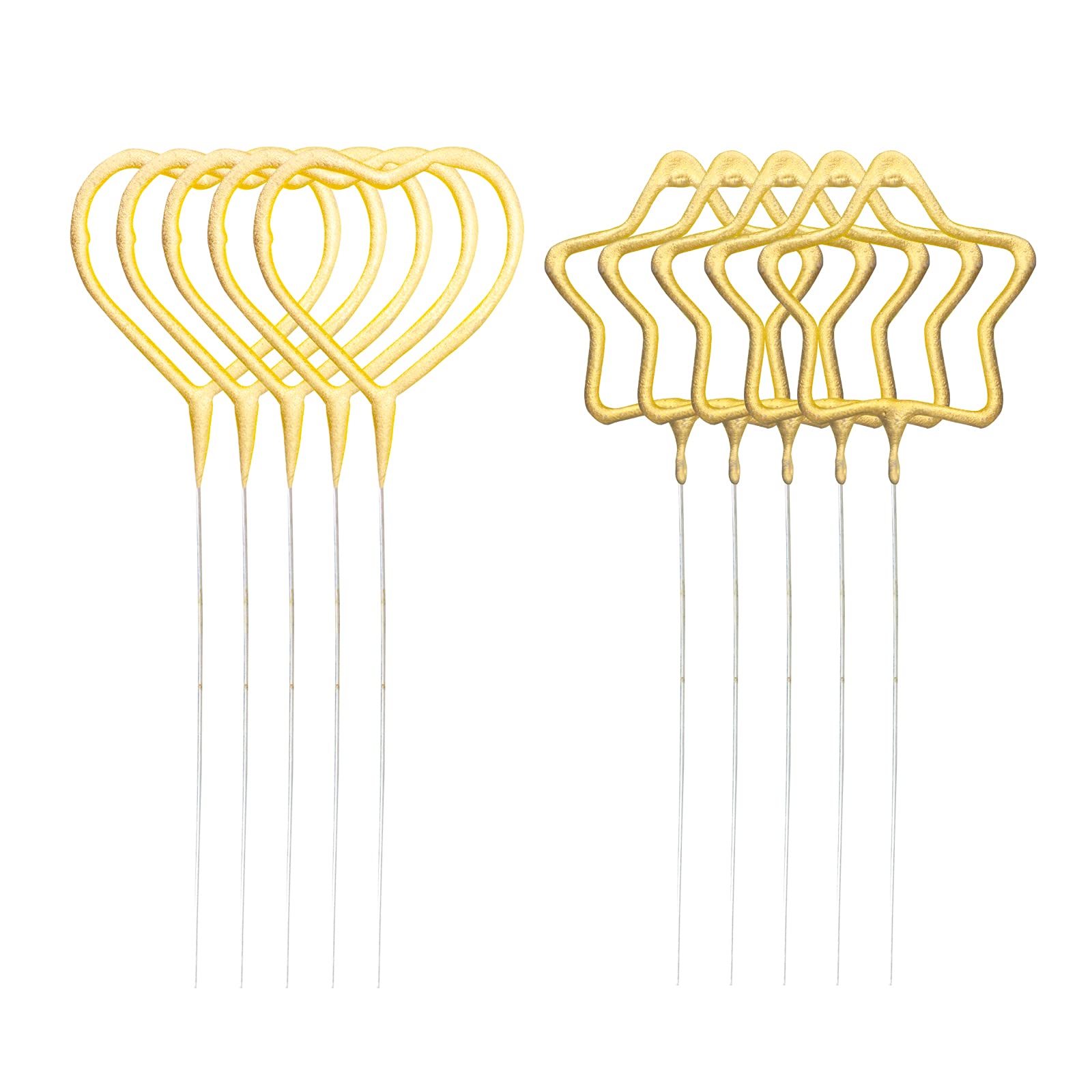 UgyDuky 10-Piece Gold Star & Heart Cake Candles - Birthday Party Wedding Cake Toppers with Holders - Perfect for Cake Decorations, Photography Props & Special Occasions