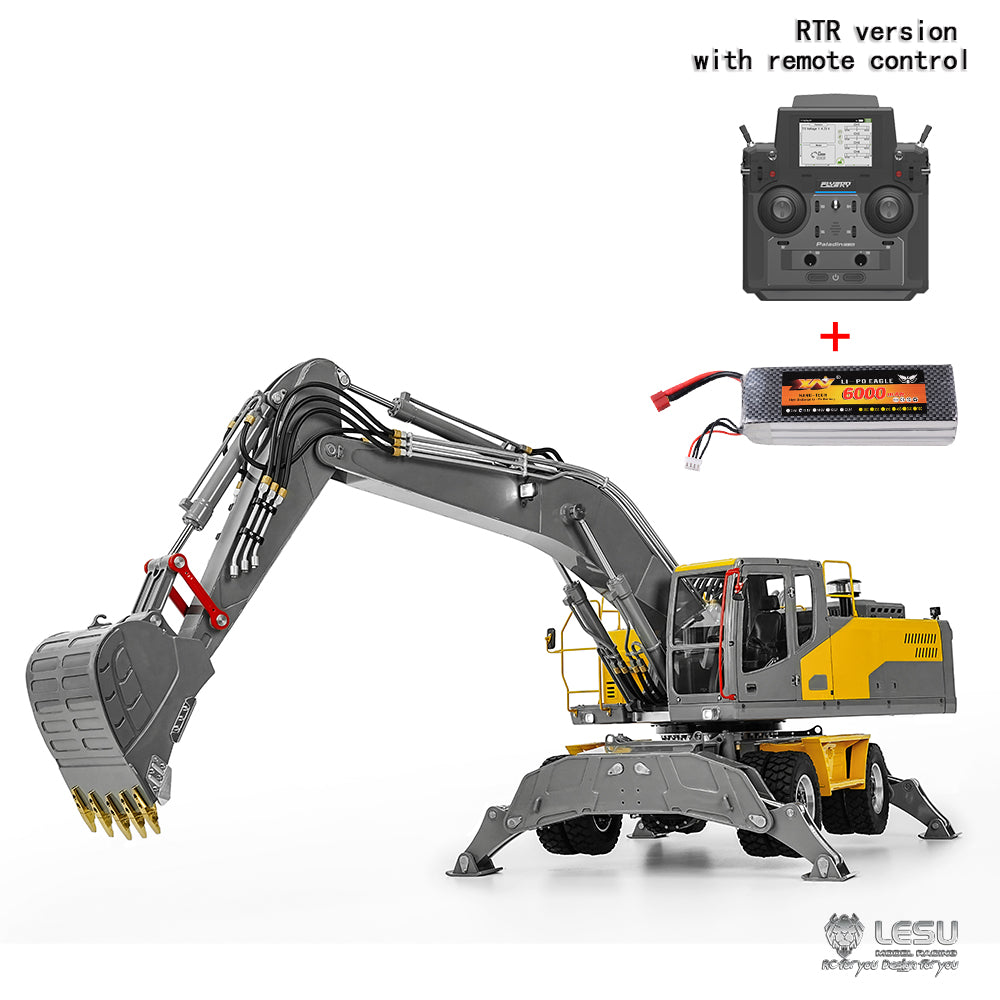 1/14 Scale LESU RC Hydraulic Excavator Model - Aoue ET30H Wheeled Digger with Light System, Pump & Valve (Pre-Assembled & Painted) - Perfect for RC Construction Enthusiasts, Collectors & Display
