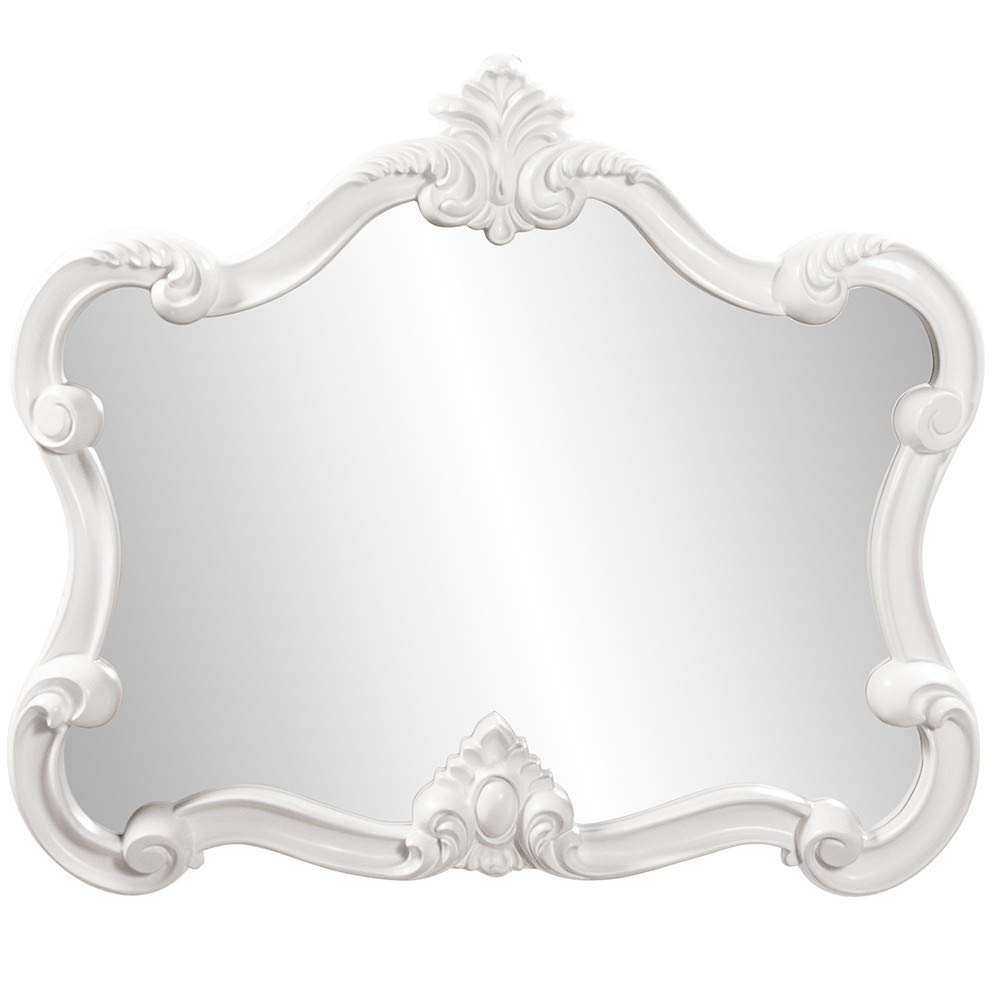 HomeRoots White Baroque Ornate Wall Mirror - Elegant Vintage Decor for Living Room, Bedroom & Entryway