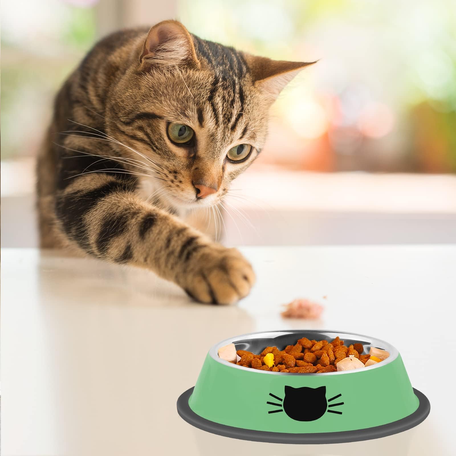 Non-Slip Stainless Steel Cat Bowls - 2 Pack, 7oz, Unbreakable & Easy Clean for Feeding Pets at Home