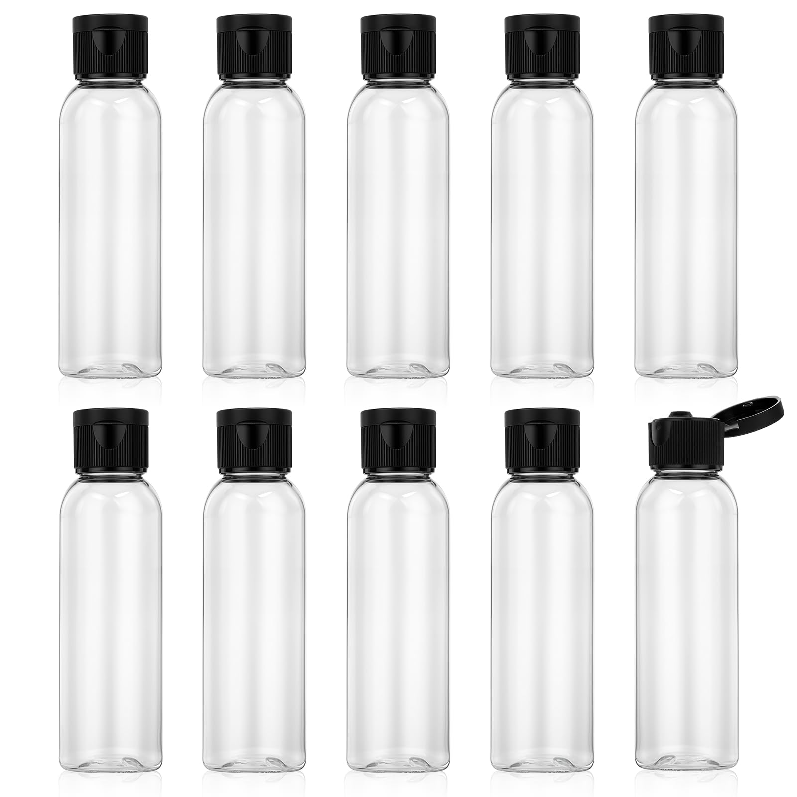 10-Pack 2oz (60ml) Travel Size Containers - Clear Plastic Refillable Squeeze Bottles for Toiletries, Shampoo, Lotion & Conditioner | Leak-Proof Portable Liquid Bottles for Air Travel, Gym, Camping & Home Use