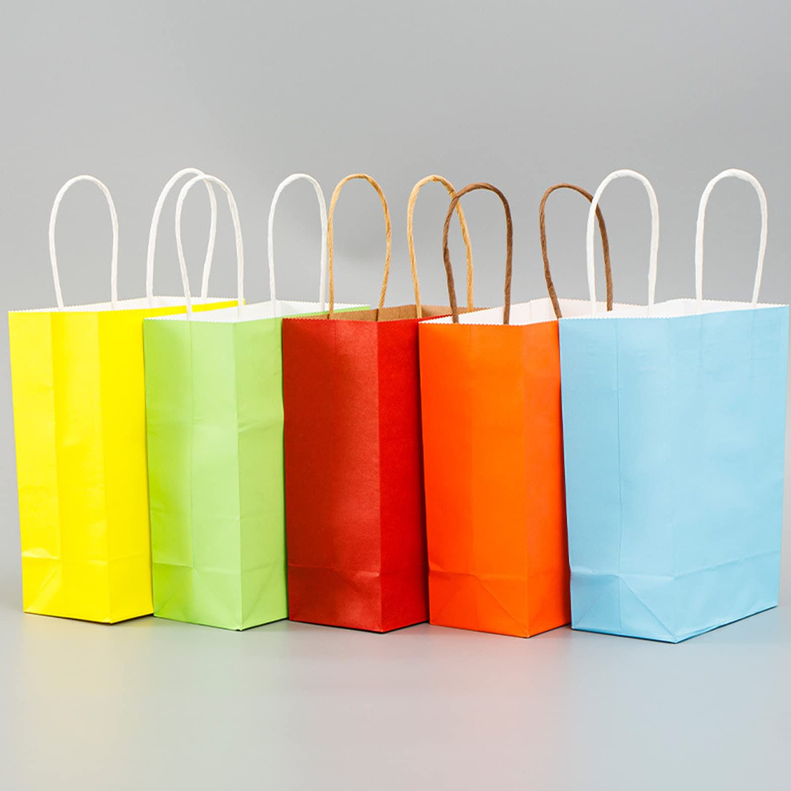 100 Pcs Kraft Paper Bags with Handles - Eco-Friendly Brown Shopping Bags for Retail Stores, Restaurants, Takeout, Grocery, Bakery, DIY Crafts & Gift Wrapping (6x3x8 Inches) - Perfect for Parties, Weddings & Farmers Markets