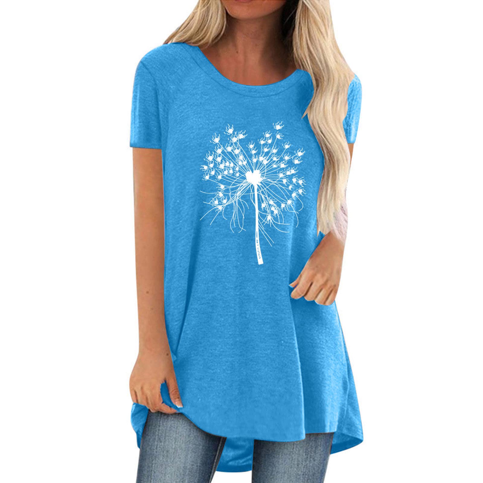 Women's Casual Short Sleeve Loose Tunic Blouse - Flowy Printed Party Tops for Women - Perfect for Summer Outfits, Beach Wear & Casual Gatherings