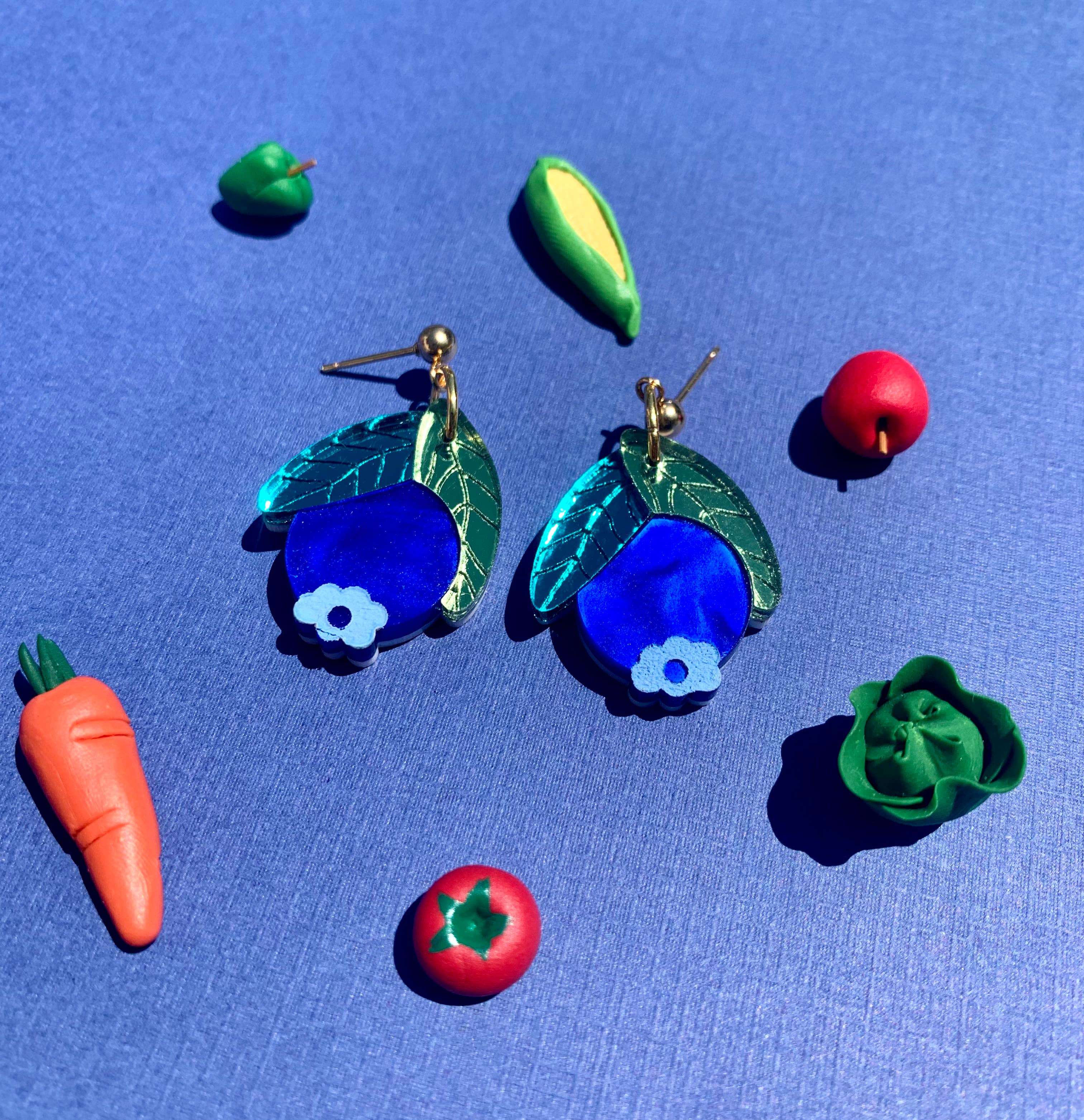 Cute Baby Blueberries Acrylic Earrings for Women - Lightweight Dangle Drop Earrings for Girls, Teens - Perfect for Spring, Summer Outfits, Parties & Casual Wear