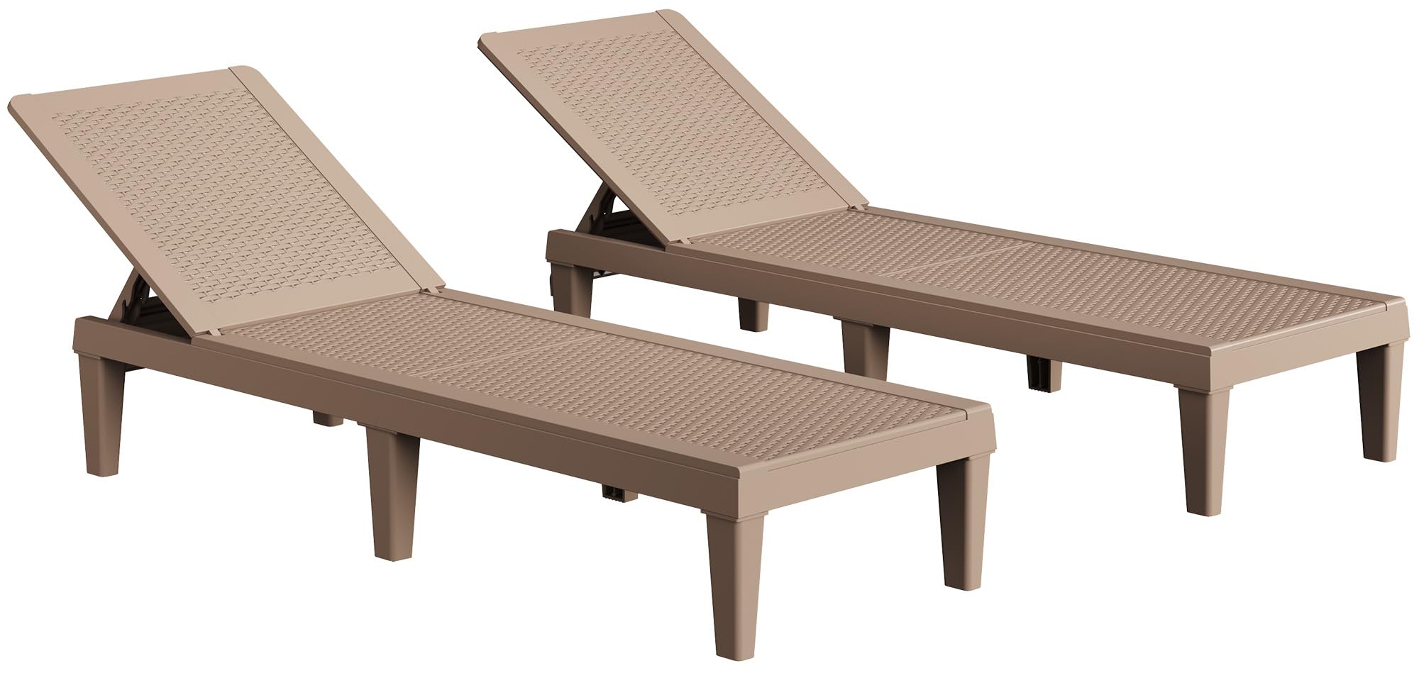 Greesum 2-Pack Outdoor Chaise Lounge Chairs with 5-Position Adjustable Backrest - Waterproof PE Wicker Sun Loungers for Poolside, Beach, Patio & Garden - Light Coffee Color - Perfect for Sunbathing, Relaxing & Outdoor Lounging