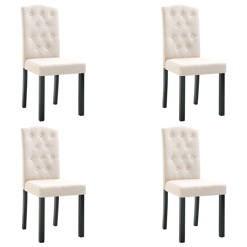 4-Piece Cream Fabric Button Tufted Diner Chairs Set - Upholstered Dining Room Chairs for Kitchen, Lounge & Restaurant - Comfortable Seating for Home Dining & Commercial Spaces