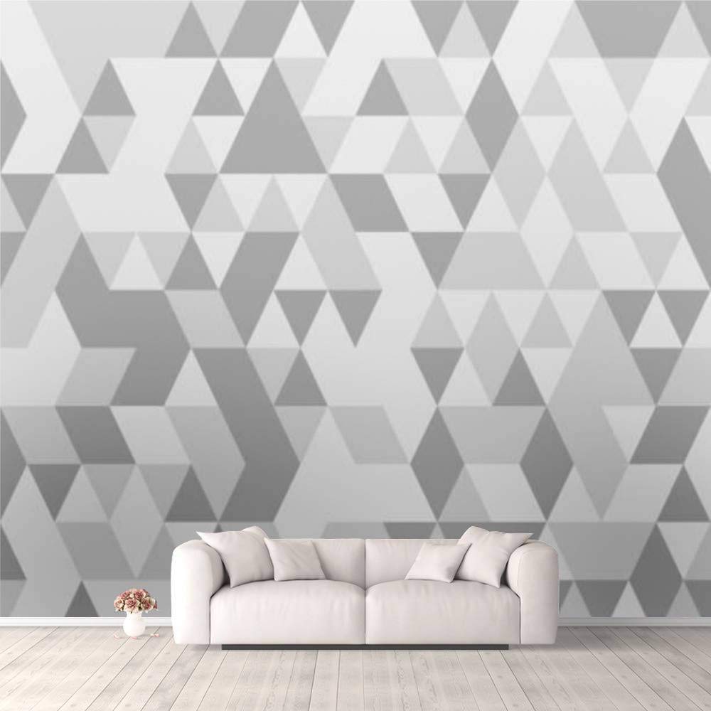 3D Self-Adhesive Wallpaper - White and Grey Triangle Tiles Texture Seamless Pattern Peel and Stick Wall Mural for Bedroom, Living Room, Dorm Decor - Easy to Apply on Walls, Ceiling & Wardrobes | Modern Geometric Home Interior Design Upgrade