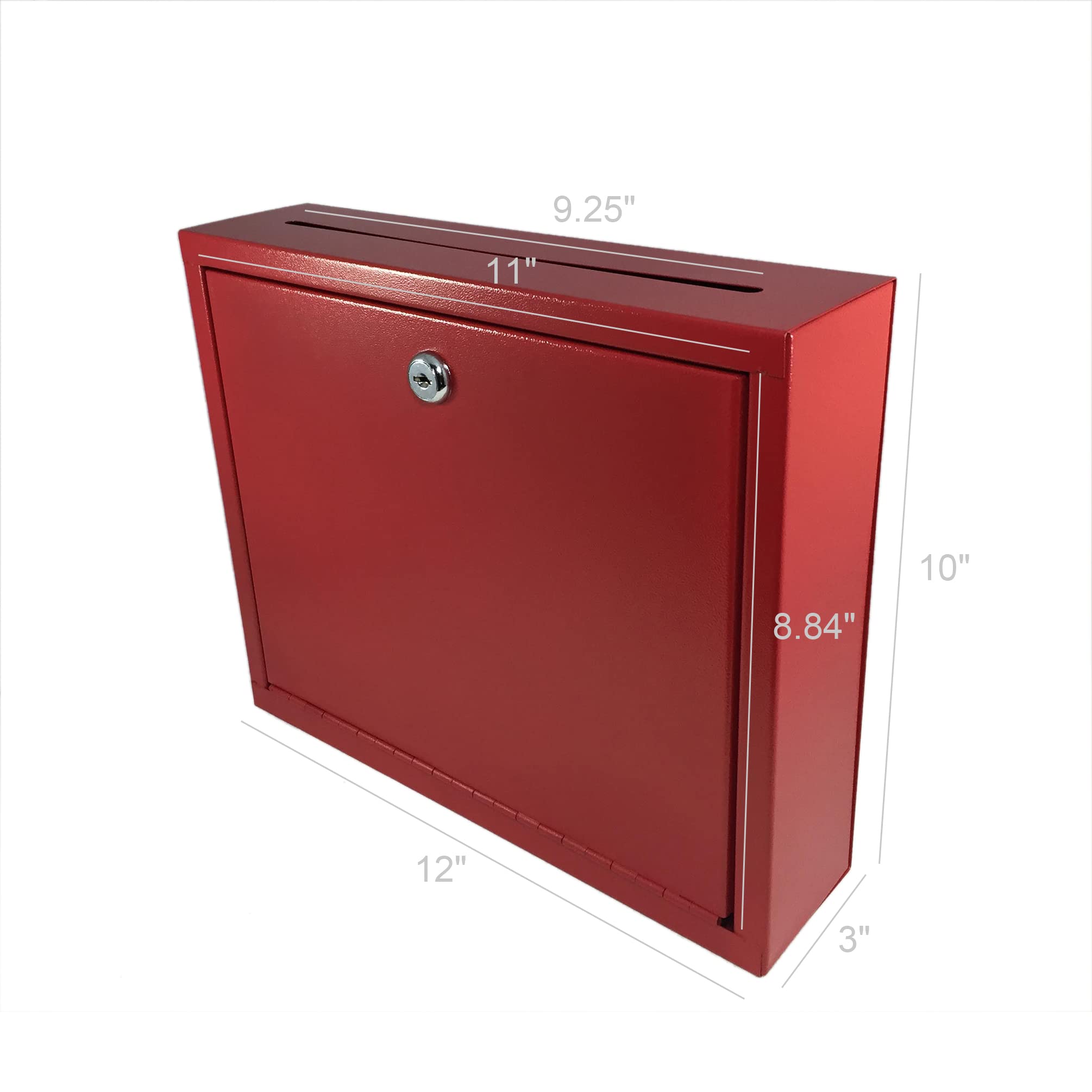 FixtureDisplays® Medium Wall Mountable Multipurpose Box - Suggestion, Donation, Drop, Mail & Cash Collection Box (Red) - Perfect for Offices, Schools, Retail Stores & Public Spaces