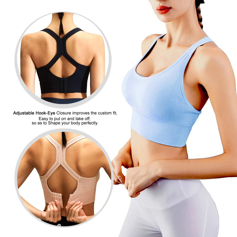 High Impact Sports Bras for Women - Racerback Padded Workout Bras, Yoga & Fitness Support, Comfortable Multipack for Running, Gym & Active Lifestyle