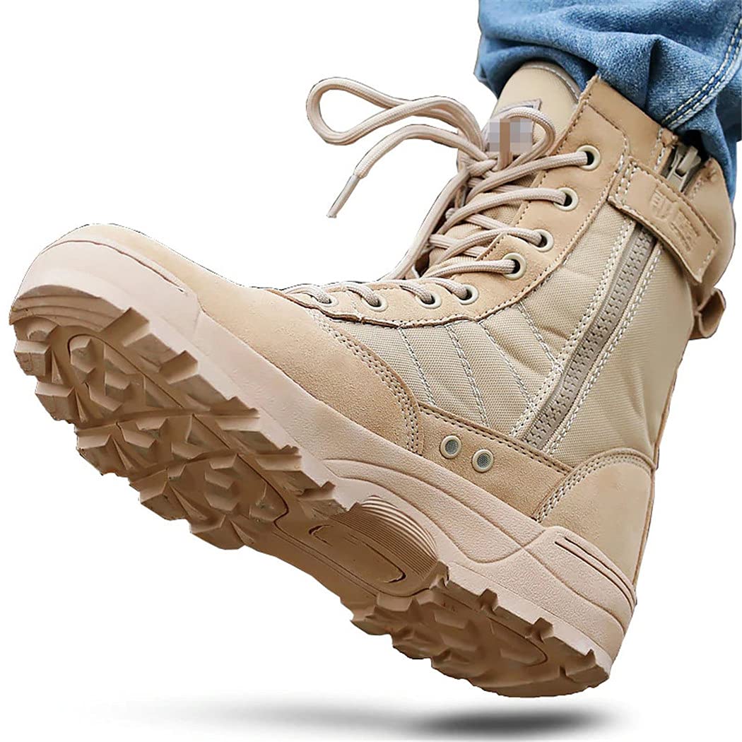 **KOKDFE Men's Tactical Military Boots - Desert Combat & Work Safety Shoes for Outdoor Hiking, Army Training & Heavy Duty Jobs**