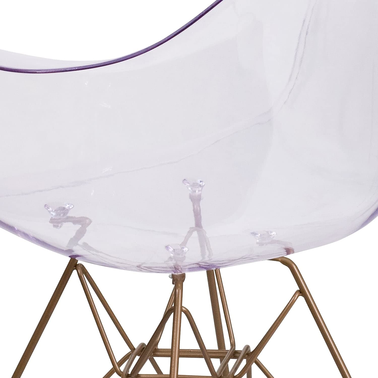 Flash Furniture Allure Series Transparent Acrylic Side Chair with Gold Metal Base - Modern Dining, Office, or Conference Room Seating