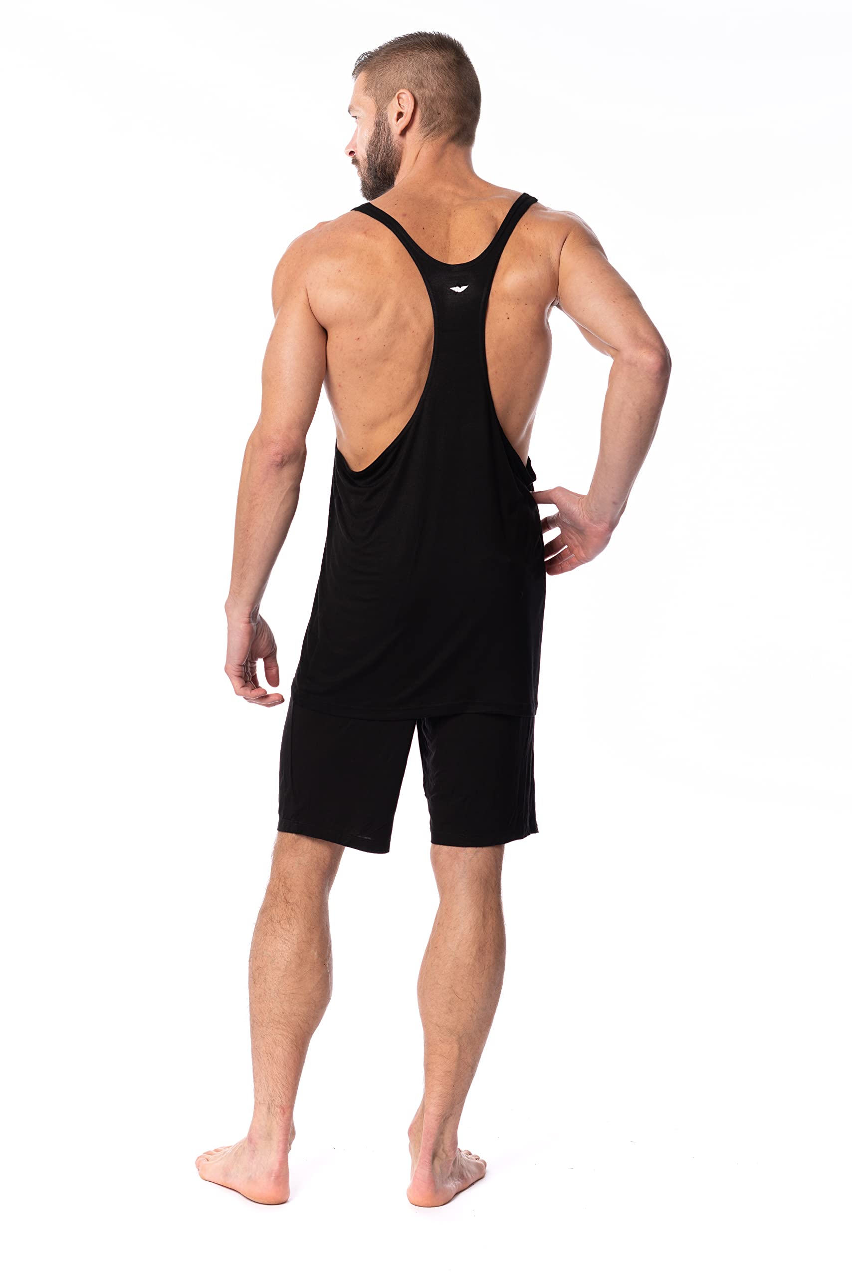 AMERICAN HEAVEN Men's 5 Pack Moisture Wicking Y-Back Muscle Tank Tops - Breathable Stringer Workout Shirts for Gym, Running & Athletic Training