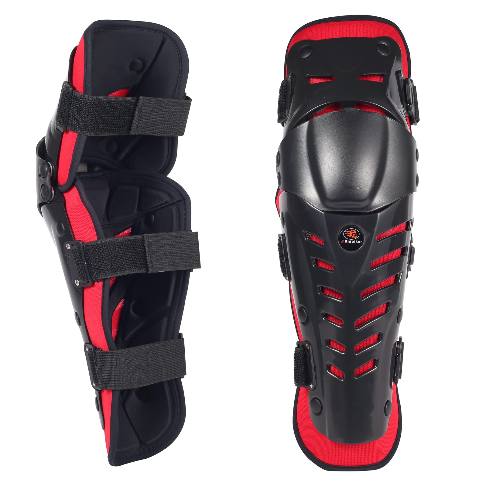 Motorcycle Knee & Shin Guards - Adjustable Long Leg Protection Pads for Men | Crash Proof & Bendable MTB Motocross Gear | Ideal for Off-Road Riding, Racing & Adventure Motorcycling