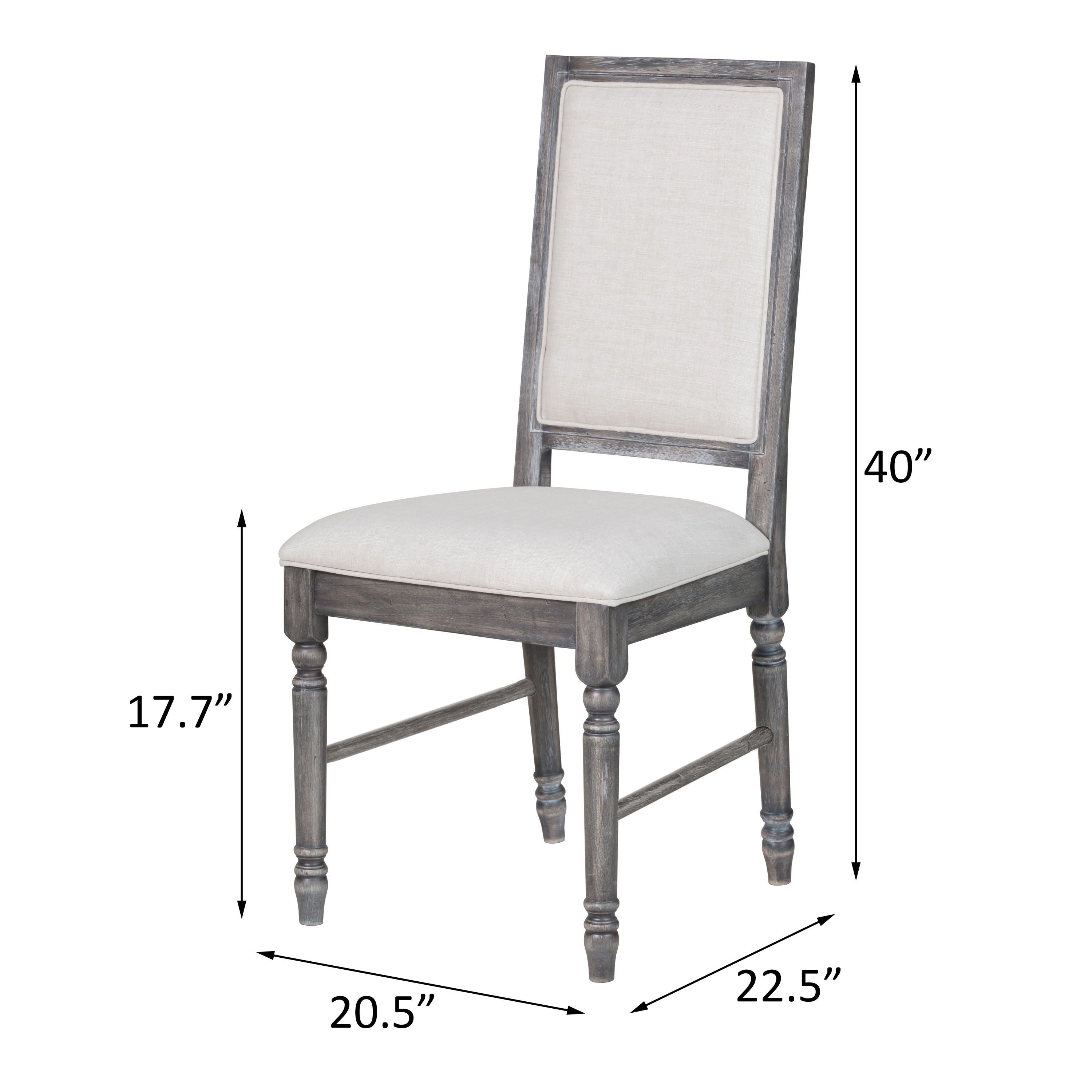 Set of 2 Cream & Weathered Grey Open Back Side Chairs - Modern Farmhouse Dining Chairs for Kitchen, Dining Room, or Breakfast Nook
