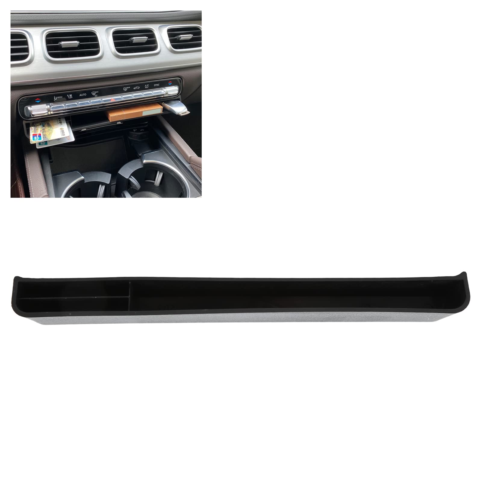 Ymiko Black ABS Armrest Storage Box - Center Console Organizer Replacement for Mercedes Benz B Class GLA GLB - Perfect for Car Accessories, Travel Essentials & Daily Commute Storage