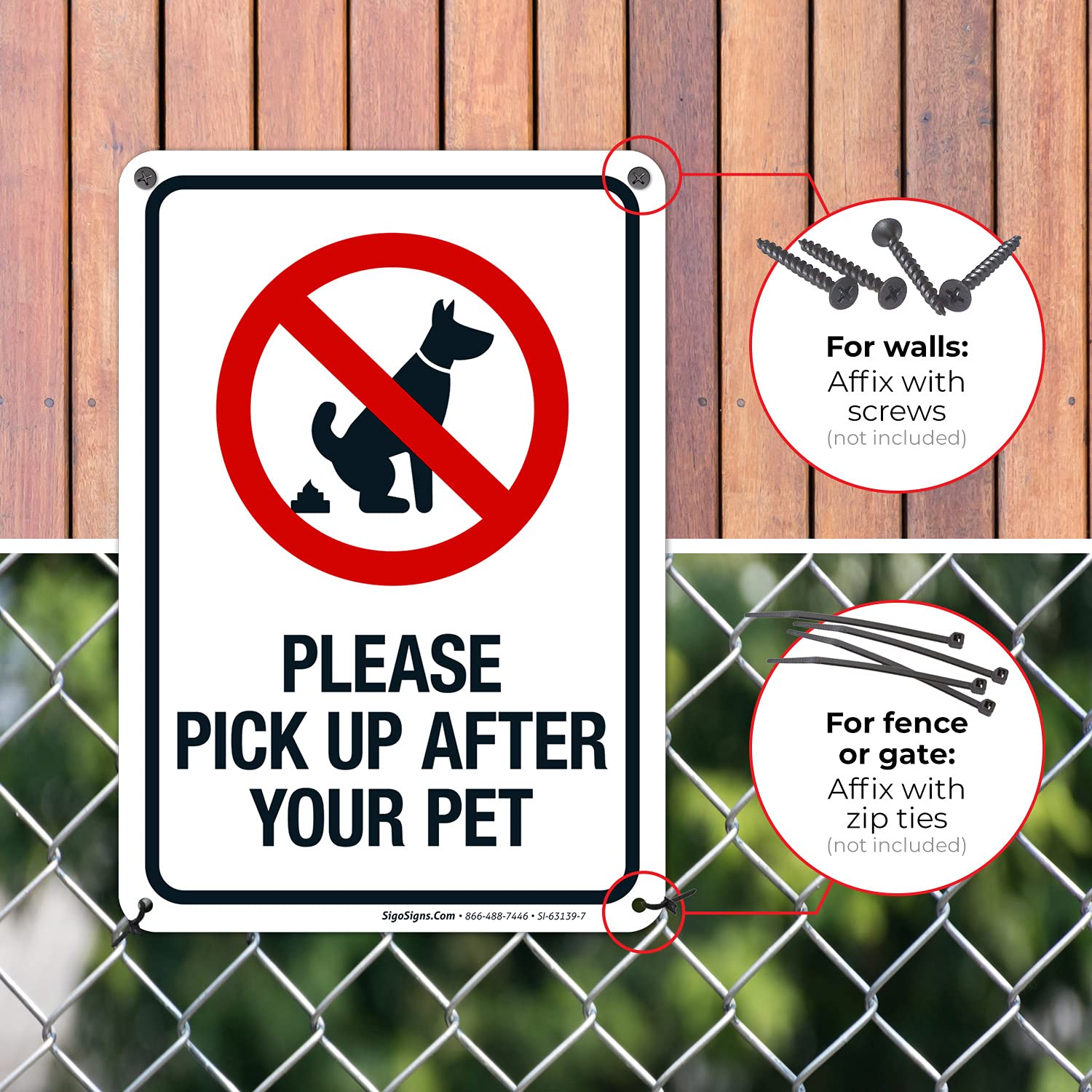 Eco-Friendly 'Please Pick Up After Your Pet' Dog Waste Sign - 10x7 Inch Rust-Free .040 Aluminum, Fade-Resistant, Made in USA - Perfect for Yards, Parks & Neighborhoods
