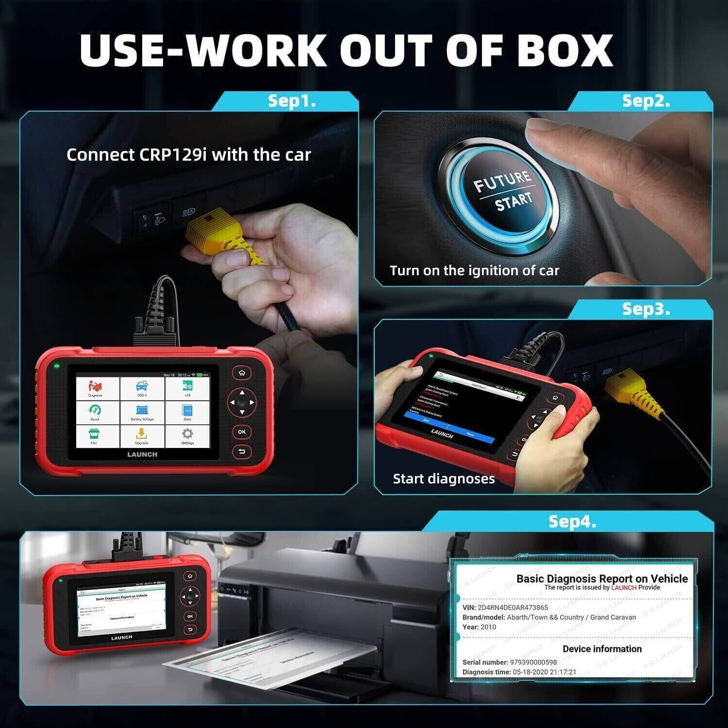 2025 Launch CRP129i OBD2 Scanner - Full System Diagnostic Tool for ABS, SRS, SAS, TPMS & EPB | Car Engine Code Reader | Works with Most Vehicles | Perfect for Mechanics & DIY Auto Repairs