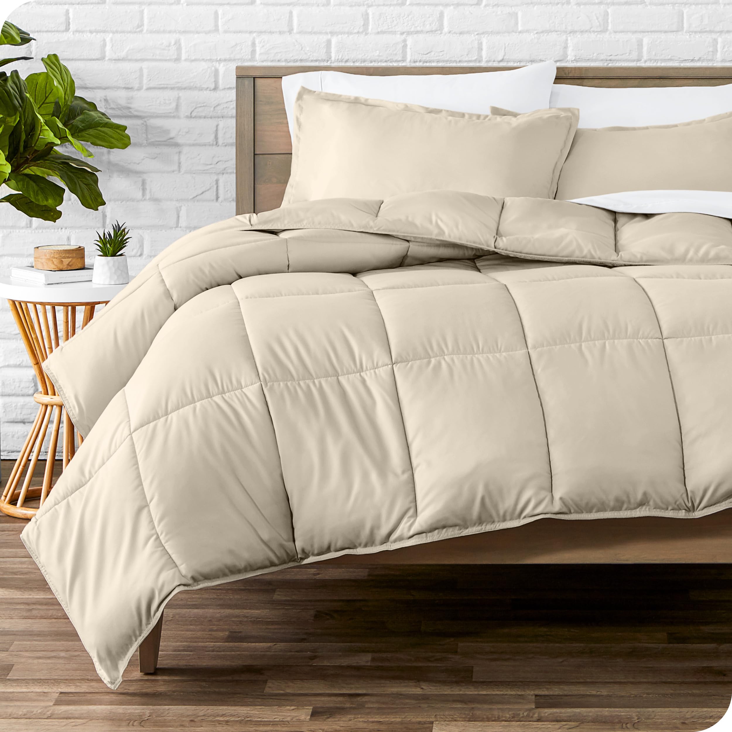 Bare Home Ultra-Soft Goose Down Alternative Comforter Set - Twin/Twin XL Size - Premium 1800 Series All-Season Bedding - Sand Color for Cozy Bedroom & Guest Room Comfort
