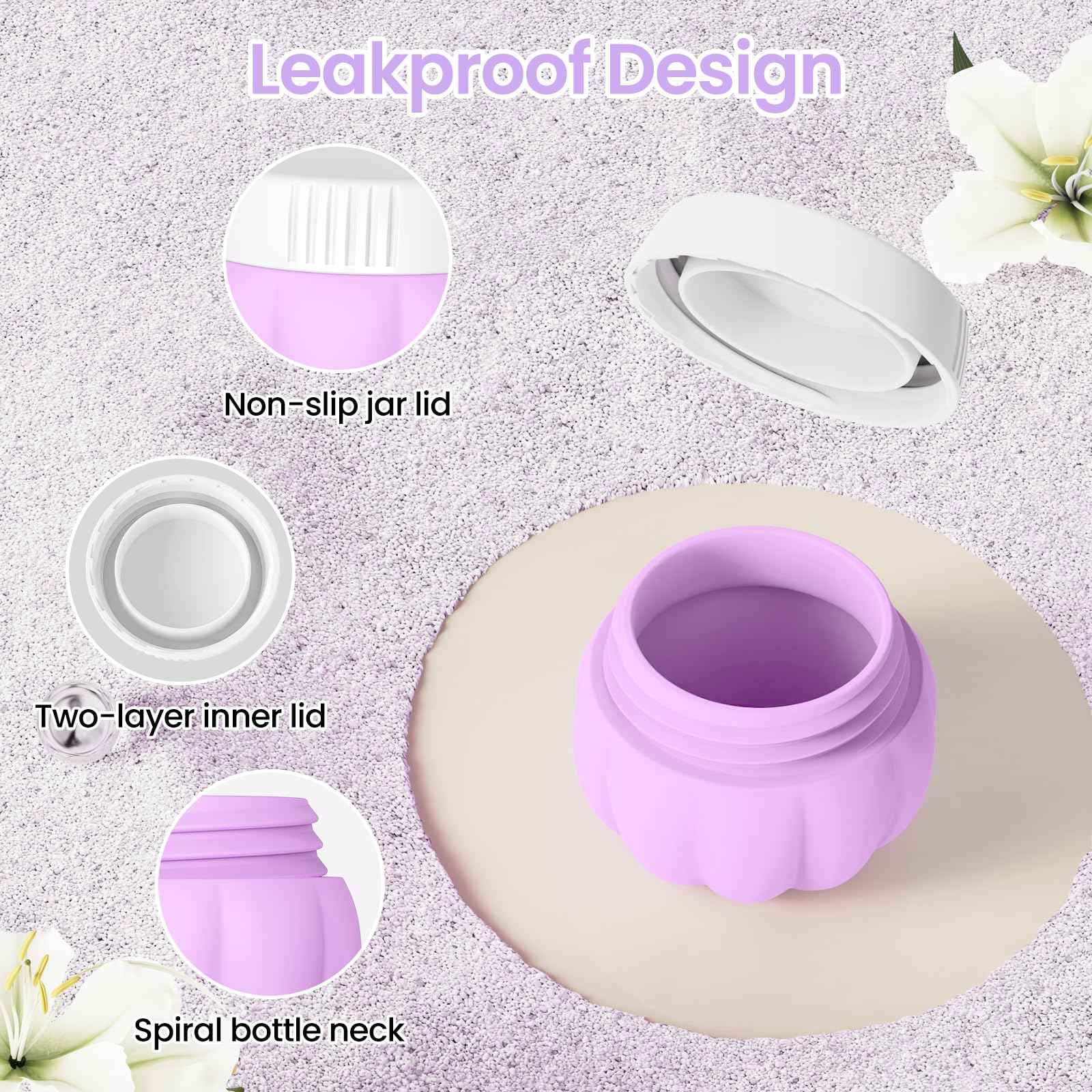 TSA Approved 1oz Leak Proof Silicone Travel Containers for Toiletries - Mini Travel Bottles with Lids for Creams & Lotions - Perfect for Air Travel, Gym Bag & Vacation Essentials