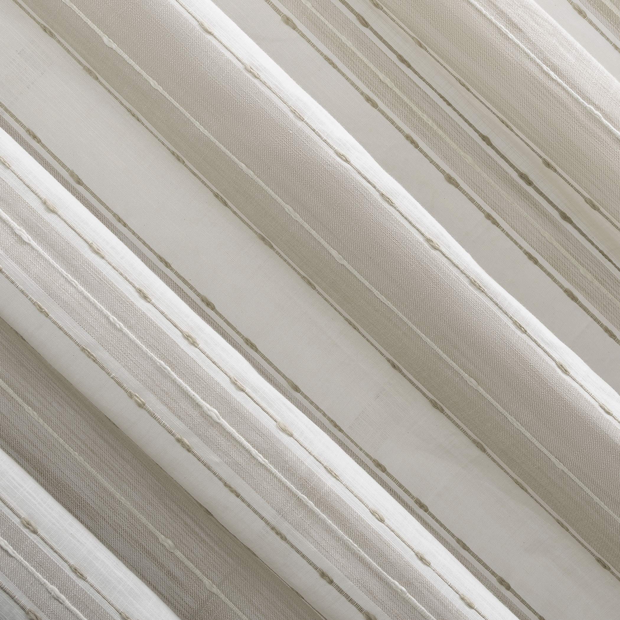 Archaeo Slub Texture Stripe Cotton Linen Curtains 52x84 Inches - Lightweight Linen White Window Drapes for Living Room, Bedroom & Dining Room - Breathable & Elegant Home Decor