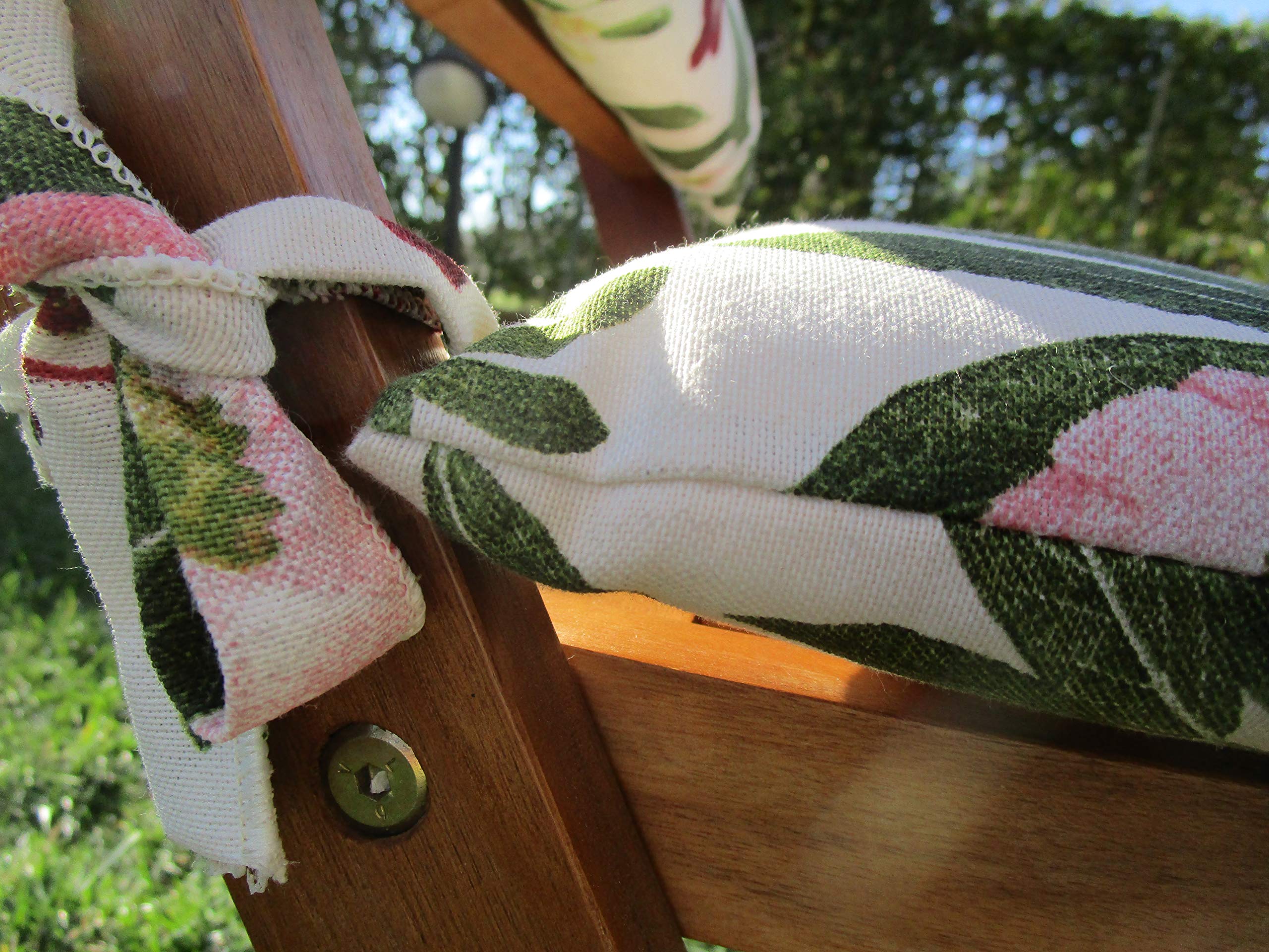 Floral Print 100% Cotton Chair or Pillow Cover with 2 Ties - 40 x 40 cm - Made in Italy - Perfect for Home Decor, Living Room, Bedroom, and Gift Giving