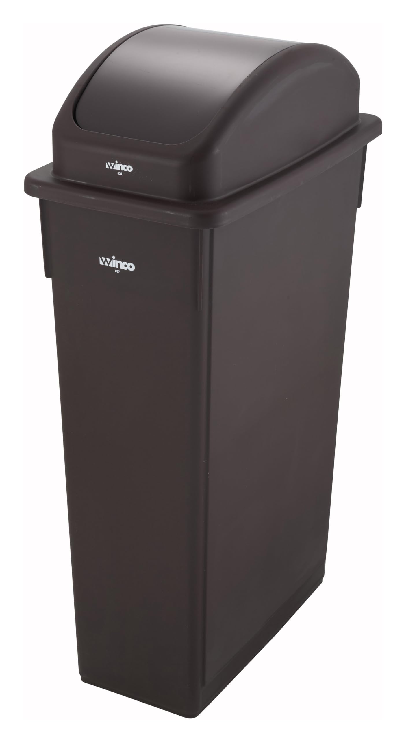 Winco 23-Gallon Slender Trash Can - Brown Kitchen Waste Bin for Home, Office & Outdoor Use