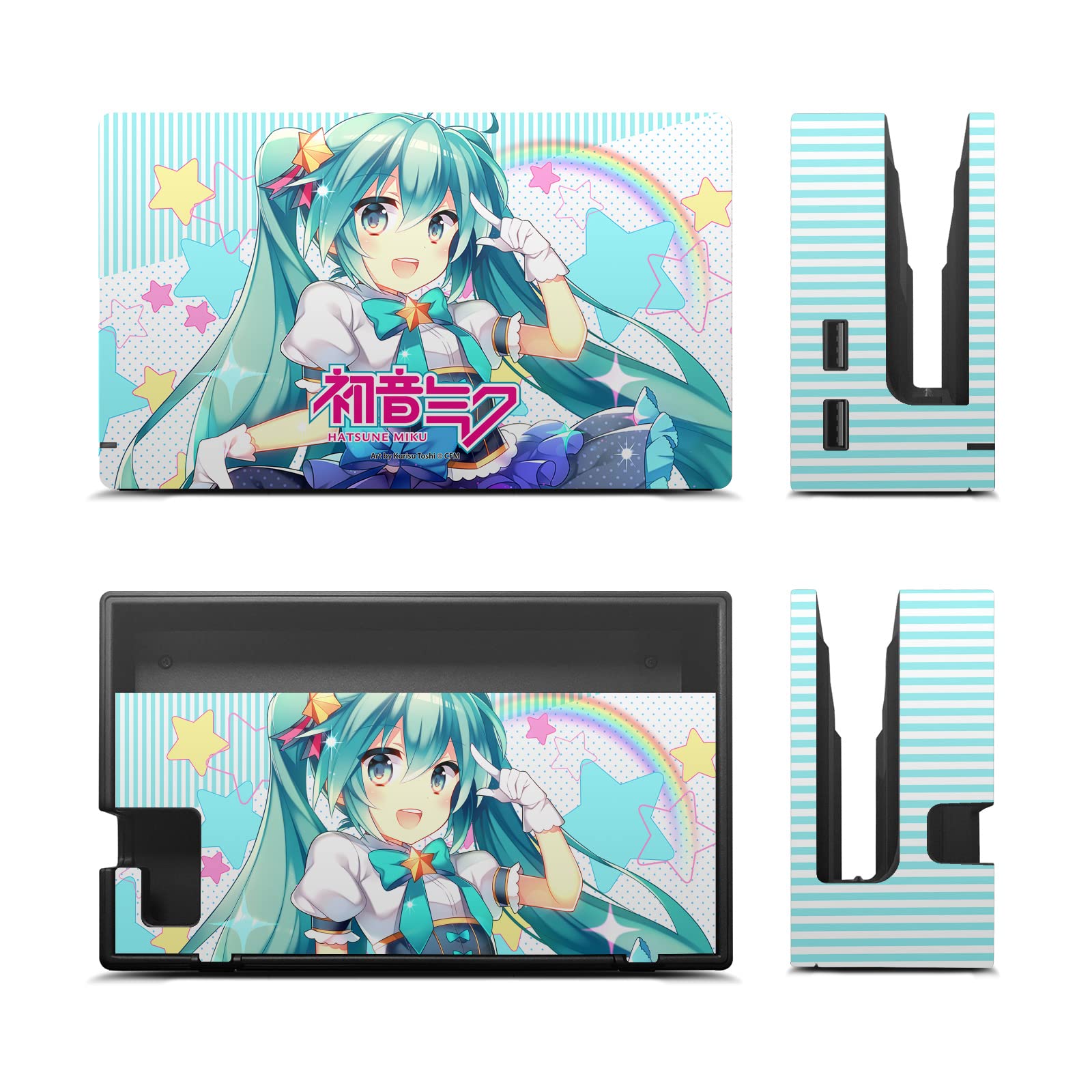 Officially Licensed Hatsune Miku Stars & Rainbow Vinyl Sticker Decal for Nintendo Switch Console & Dock - Anime Gaming Skin Cover - Perfect for Switch OLED/Regular Models, Gaming Accessories, Anime Fan Gifts