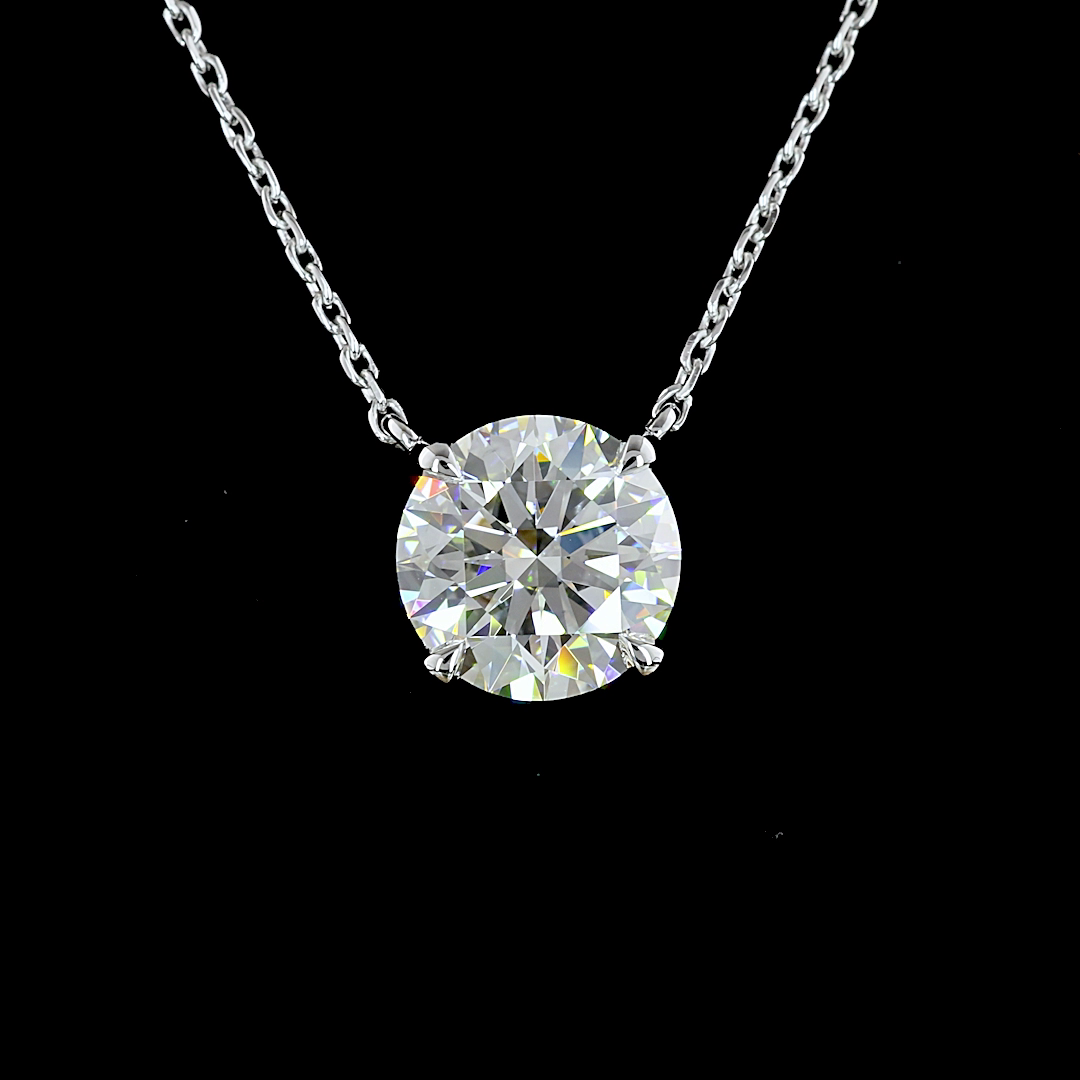 2.1 Carat Lab Grown Round Diamond Pendant - VS1 Clarity, F Color, 14K White Gold Solitaire Necklace for Women - Perfect for Anniversary Gifts, Valentine's Day & Special Occasions