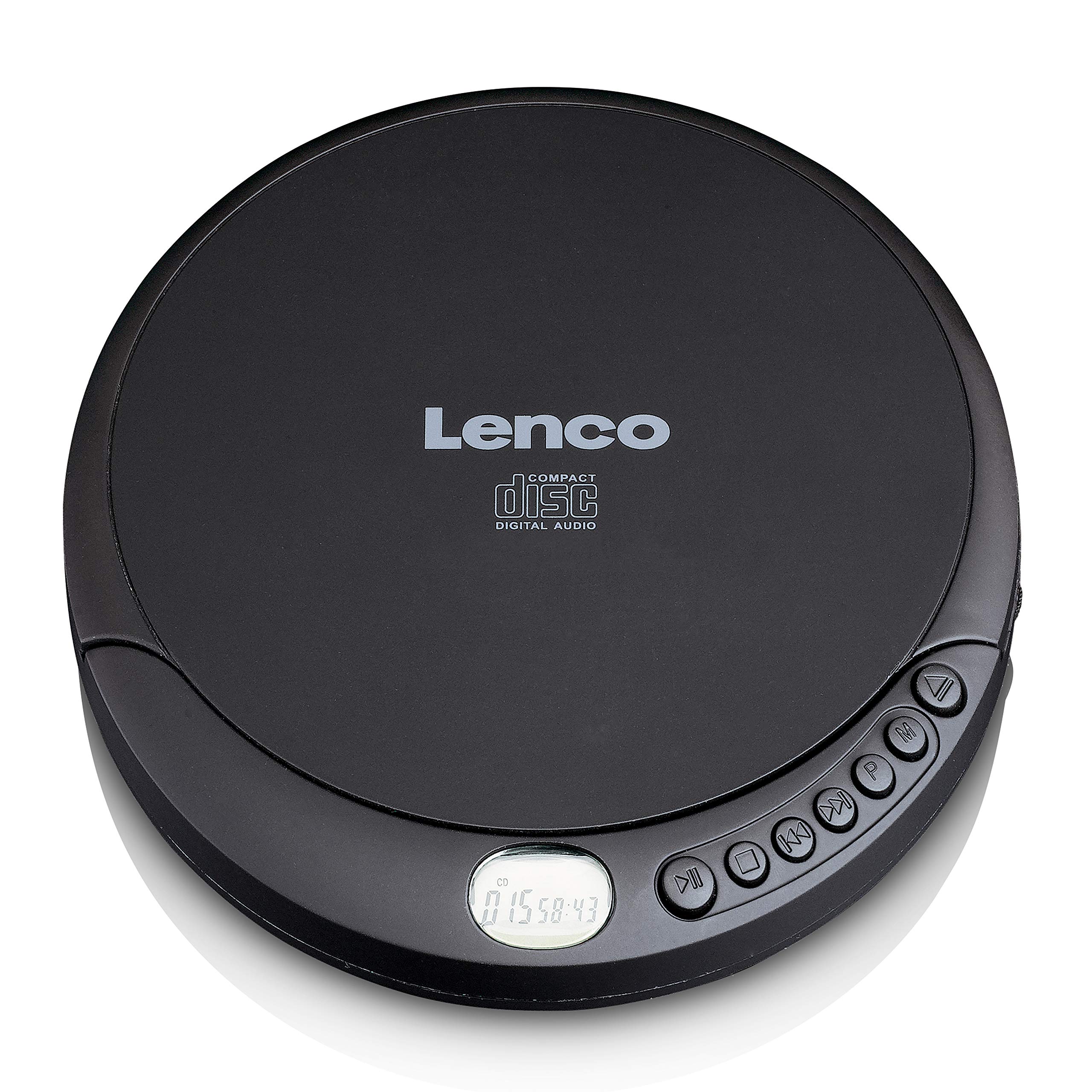 Lenco CD-010 Portable CD Player with Headphones - Walkman Style MP3/CD Player with Micro USB Charging - Perfect for Commuting, Travel & Home Listening (Black)