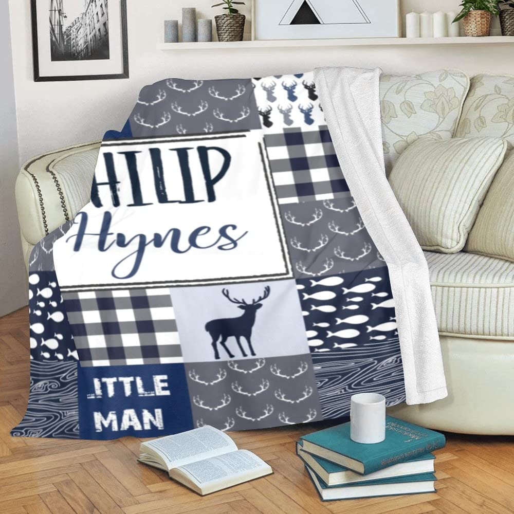 Personalized Woodland Animals Blanket with Name - Custom Baby Blanket for Boys & Girls, Soft Minky Fleece Flannel Blanket - Perfect Baby Shower Gift & Cozy Nursery Essential