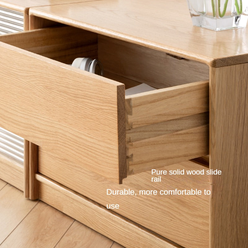 Solid Oak Wood TV Stand with Storage Shelf - Perfect for Living Room, Bedroom & Home Theater Entertainment Centers