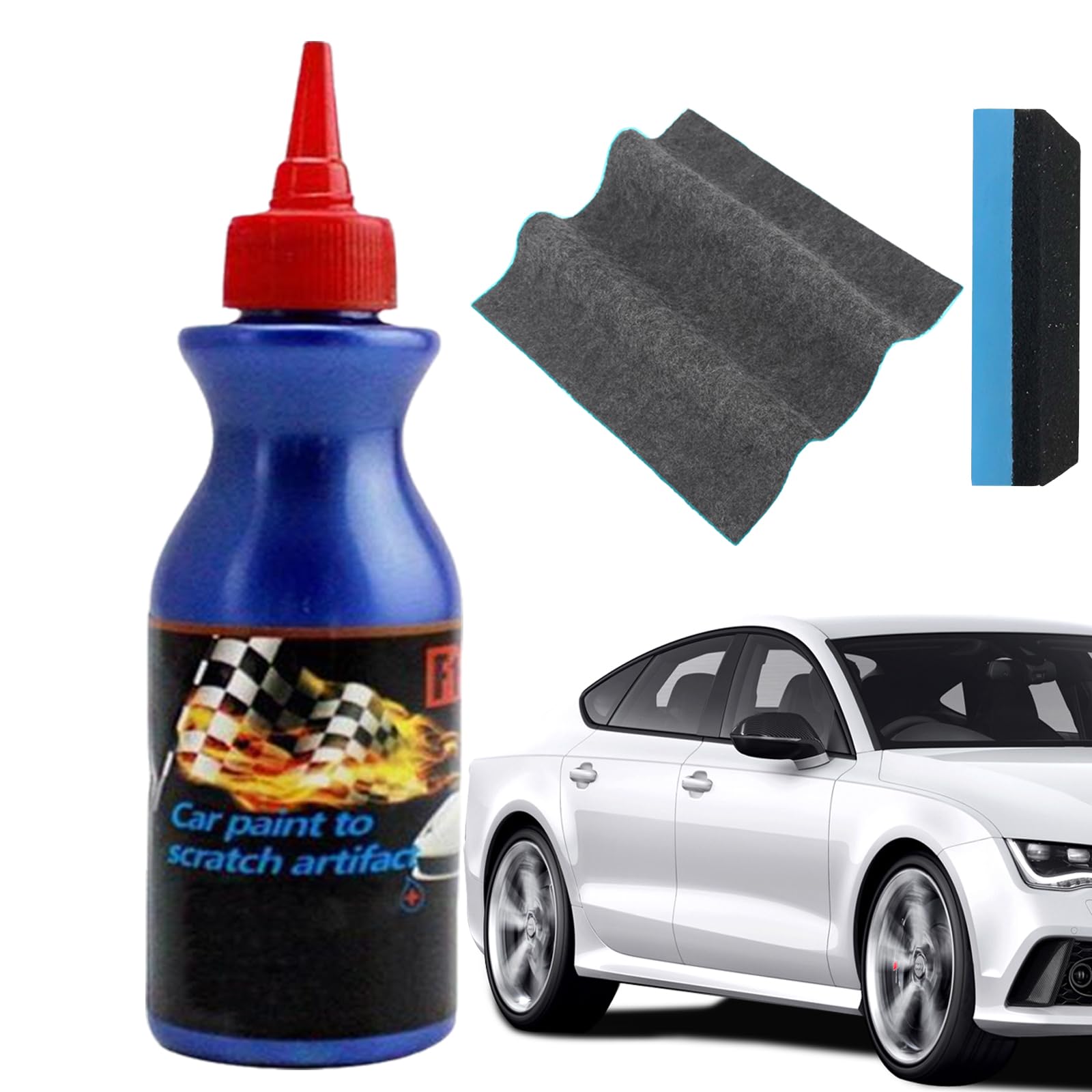 Car Scratch Remover Kit - Professional Paint Scratch Repair for All Vehicle Colors | Includes Polish Cloth & Sponge | Fixes Surface Blemishes & Swirl Marks | Perfect for DIY Car Detailing & Maintenance