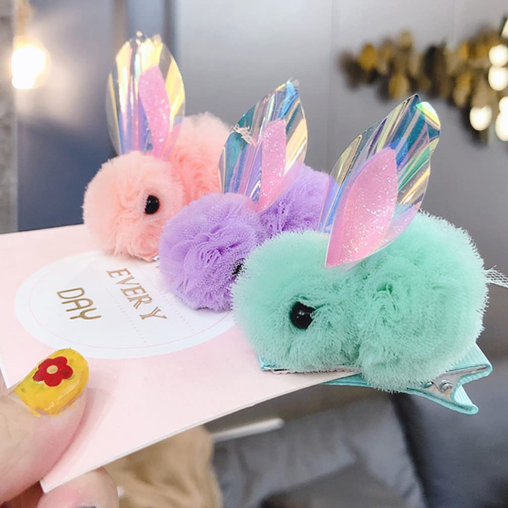 ABOOFAN 6pcs Snow Veil Rabbit Hair Clips - Soft Plush Bunny Barrettes for Girls, Kids Organza Hairpins with Alloy Modeling - Perfect for New Year Goodie Bags, Birthday Party Favors & Baby Shower Gifts