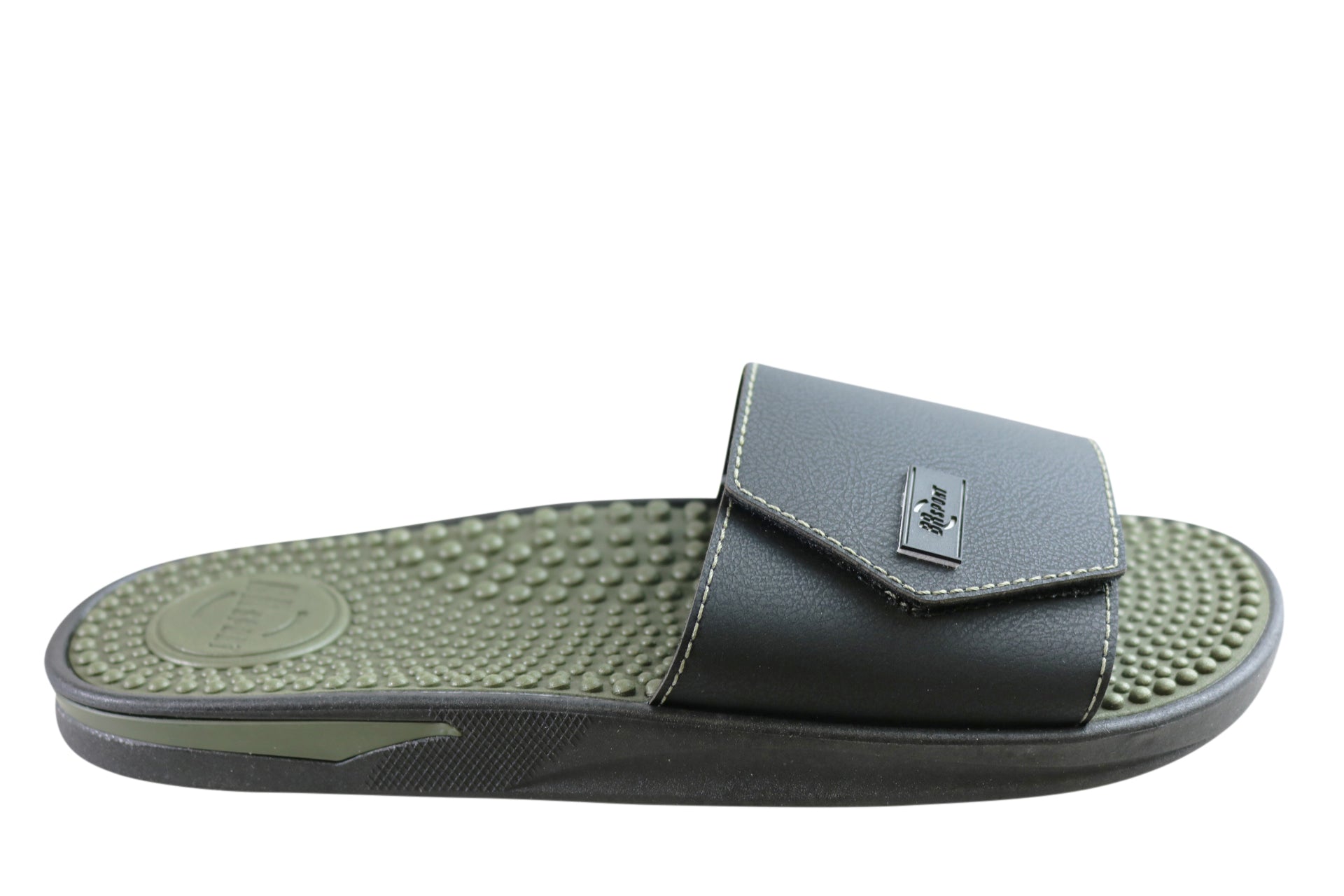 BR Sport Utah Men's Brazilian Comfort Slides Sandals with Massage Balls - Soft Arch Support & Cushioned Footbed for Beach, Pool & Home Relaxation