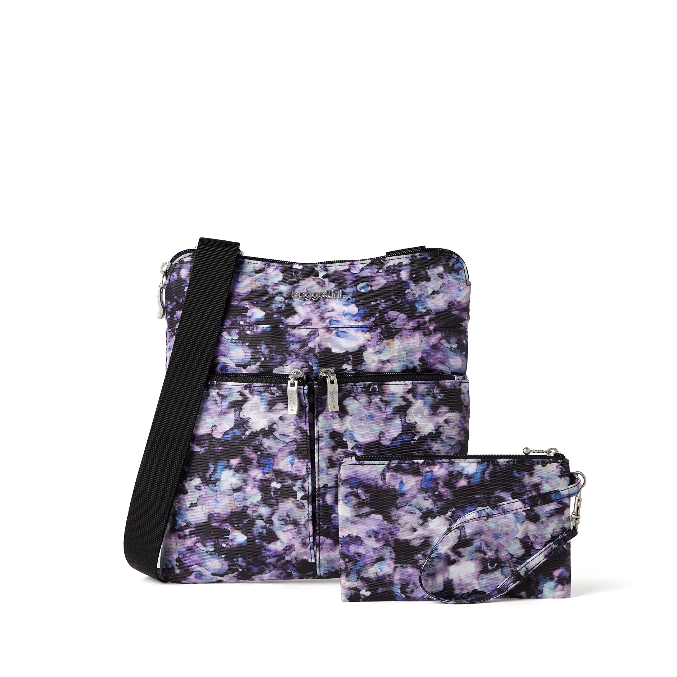 Baggallini Horizon Crossbody Bag for Women - 10x10.5 Inch Lightweight Water-Resistant RFID Blocking Nylon Purse with Wrist Strap | Perfect for Travel, Shopping & Everyday Use