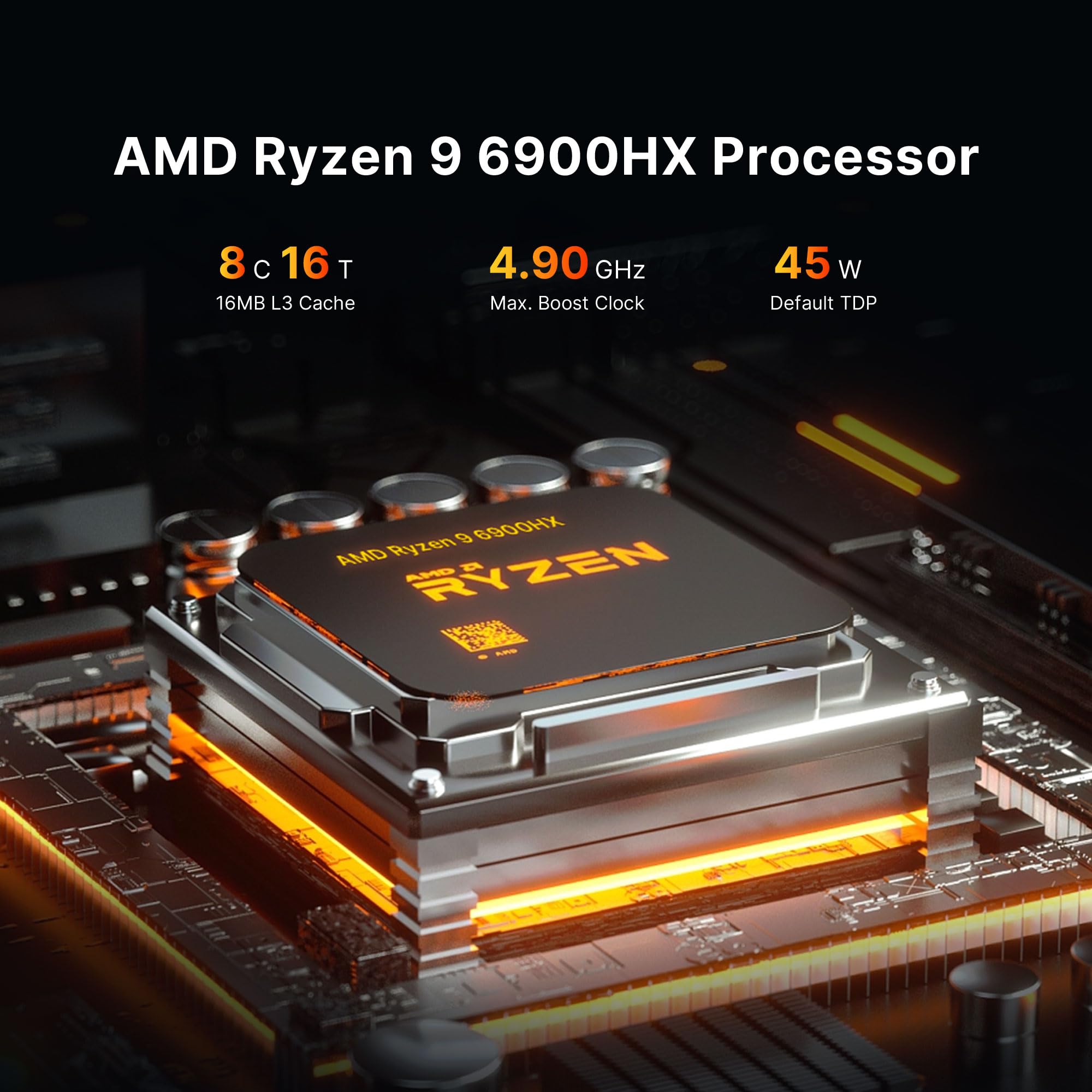 Ryzen 9 6900HX Mini Gaming PC with Radeon 680M GPU - 32GB DDR5 RAM, 1TB SSD, Dual 2.5GbE LAN, Wi-Fi 6E, Windows 11 Pro - Perfect for Office Work, Gaming & Video Meetings | High-Speed USB 4 (40Gbps) & BT5.2 Connectivity