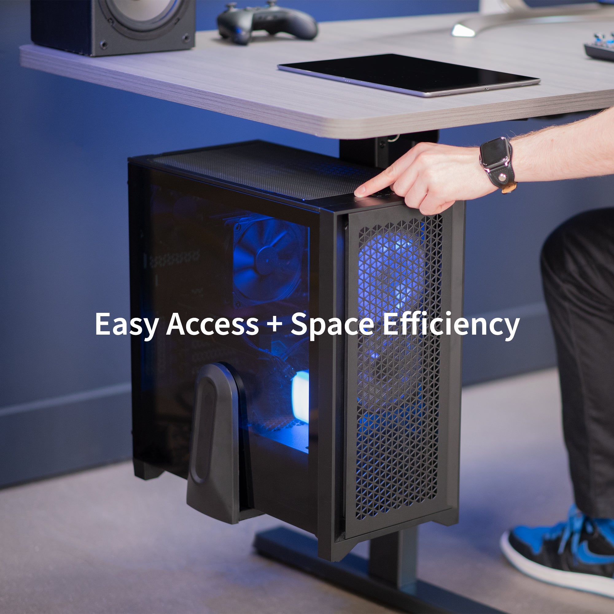 Under Desk PC Mount - Heavy Duty CPU Holder for Home & Office Workstations - Space Saving Computer Tower Stand for Desktops & Gaming PCs - Perfect for Cable Management & Organized Workspaces