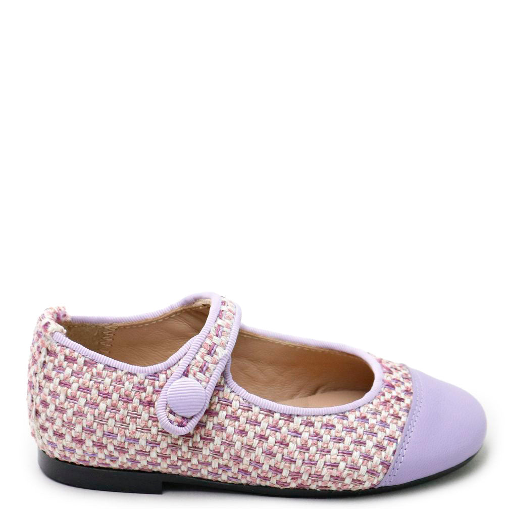 Lilac Weave Captoe Mary Jane Flats for Women - Elegant & Comfortable Dress Shoes for Work, Parties & Weddings
