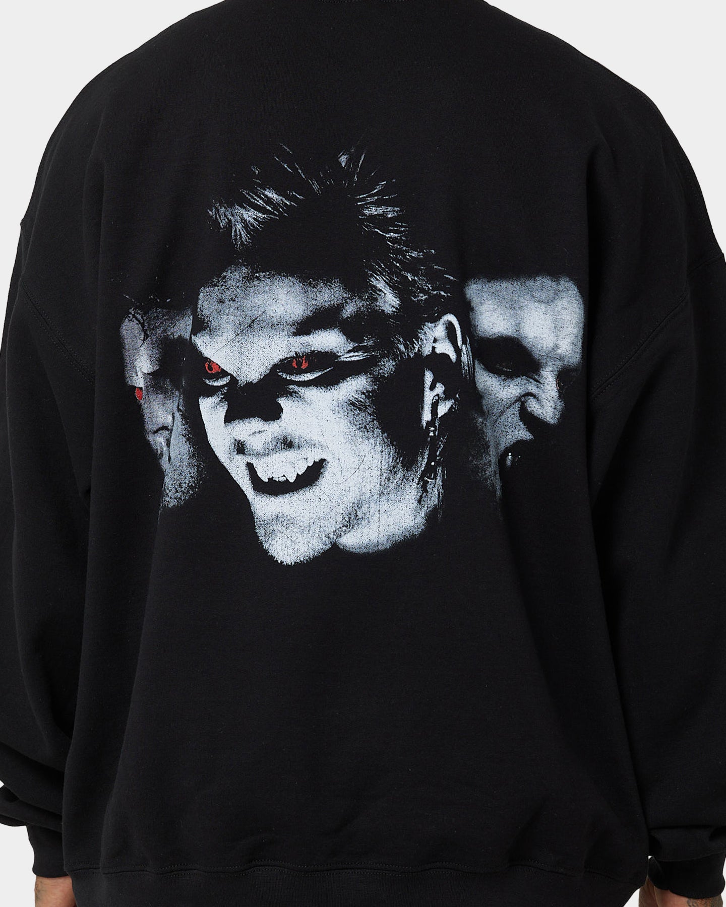 American Thrift X Lost Boys Black Crewneck Sweatshirt | Vintage Streetwear for Men & Women | Perfect for Casual Outfits, Fall Layering, and Retro Fashion