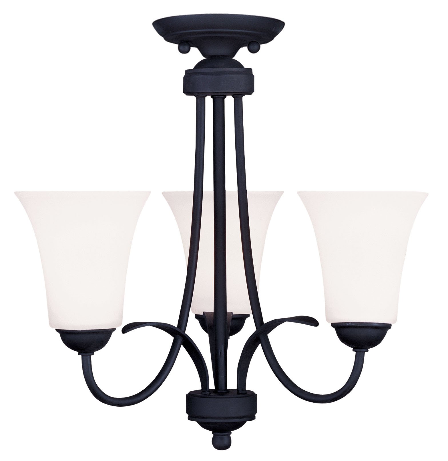 Livex Lighting 6473-04 Ridgedale 3-Light Convertible Hanging Lantern/Ceiling Mount Fixture in Black - Perfect for Entryway, Porch, or Dining Room Lighting