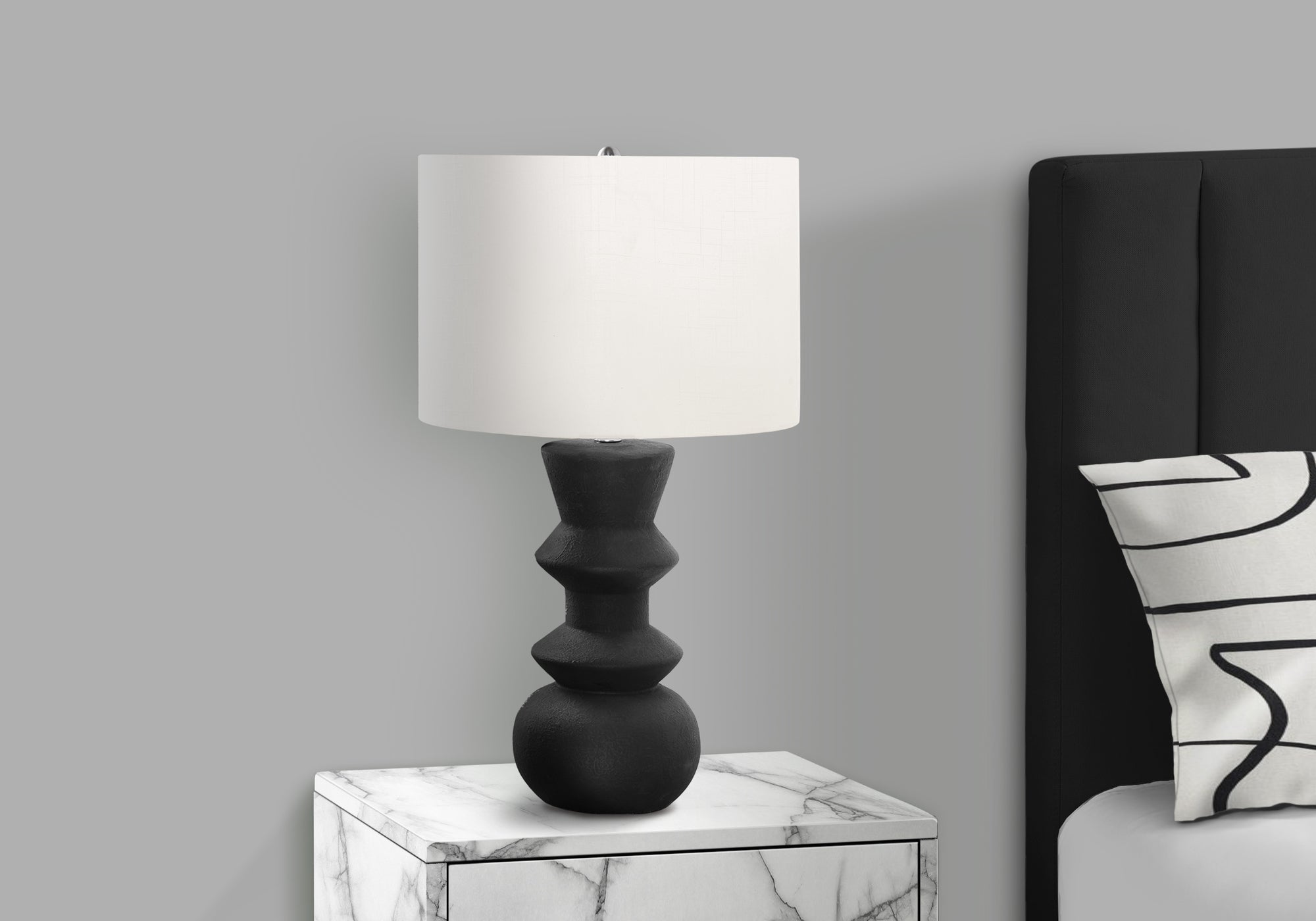 26 Inch Black Ceramic Table Lamp with Ivory Shade - Modern Home Decor for Living Room, Bedroom & Office Lighting