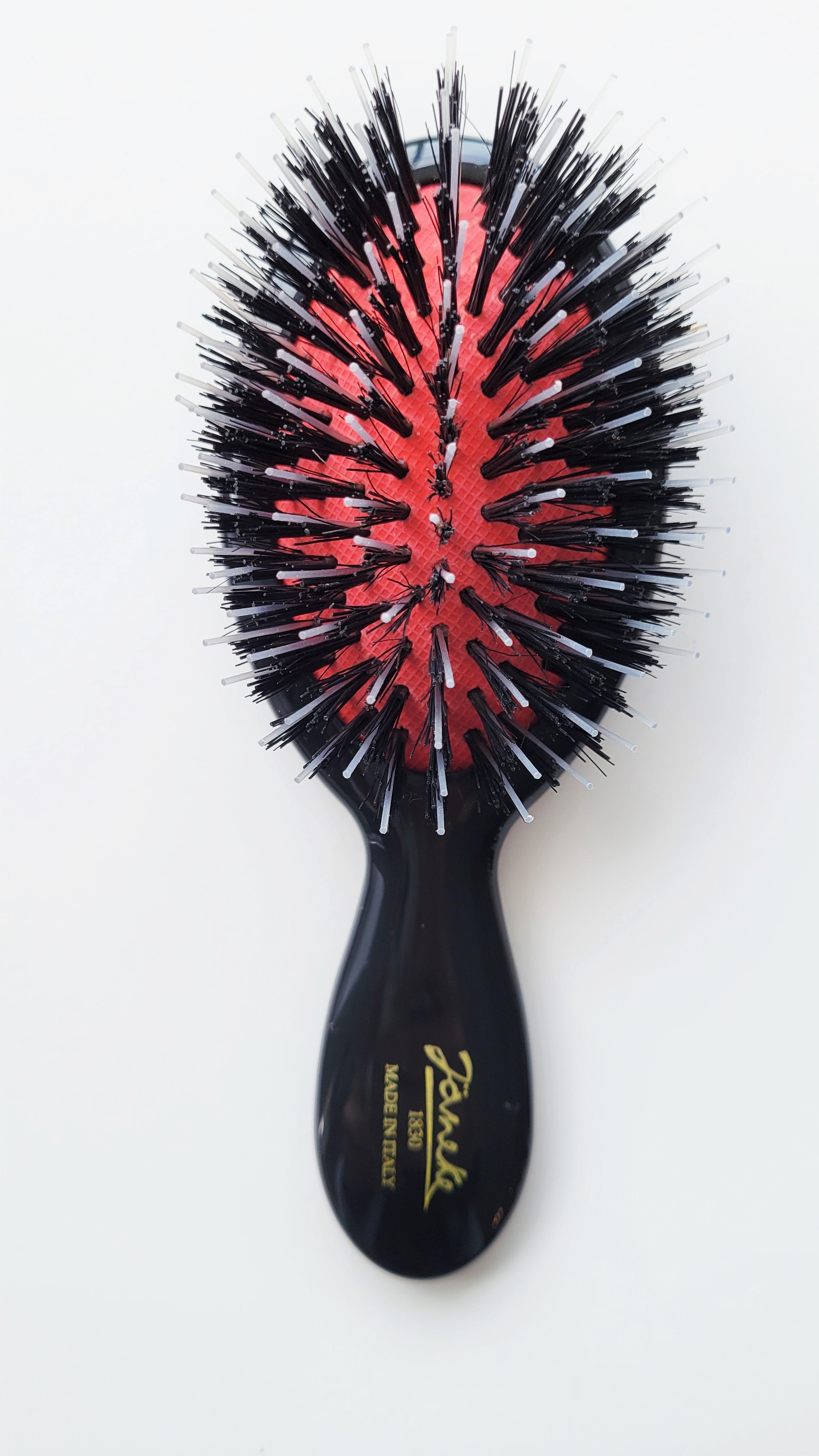 Janeke Mixed Bristle Hairbrush - Pure Boar & Nylon Bristles for Healthy Shiny Hair - Professional Pneumatic Hair Brush for Salon & Home Use - Perfect for Styling, Detangling & Volume Boosting