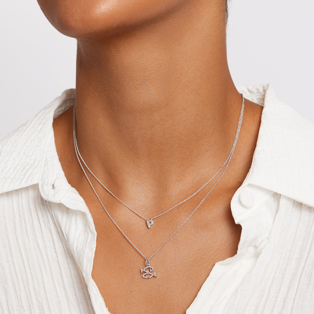 Diamond Letter P Necklace in Sterling Silver - Elegant Personalized Jewelry Gift for Women, Perfect for Birthdays, Anniversaries & Special Occasions