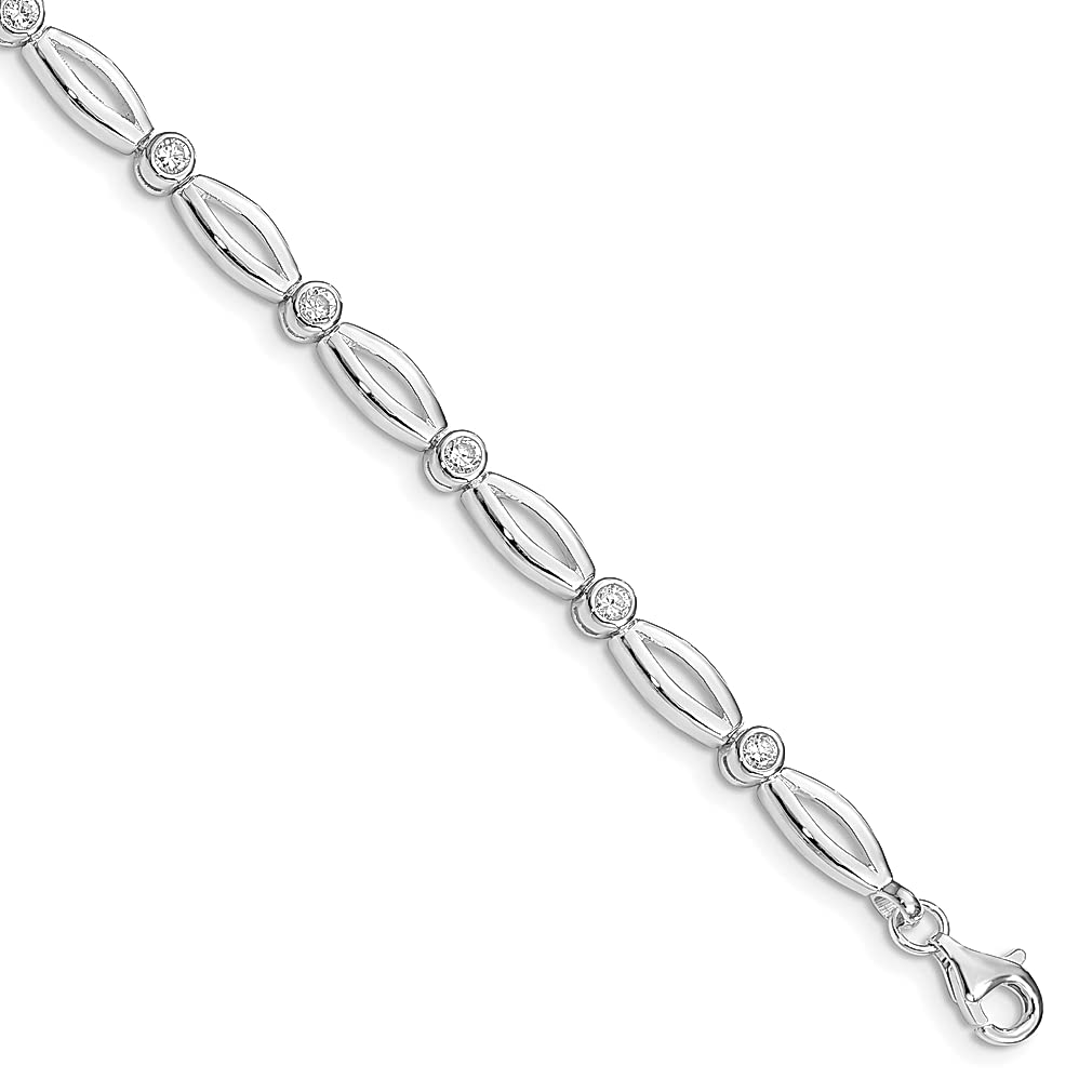925 Sterling Silver 7 Inch Cubic Zirconia CZ Bracelet for Women - Elegant Fine Jewelry Gift for Her - Perfect for Weddings, Anniversaries & Special Occasions