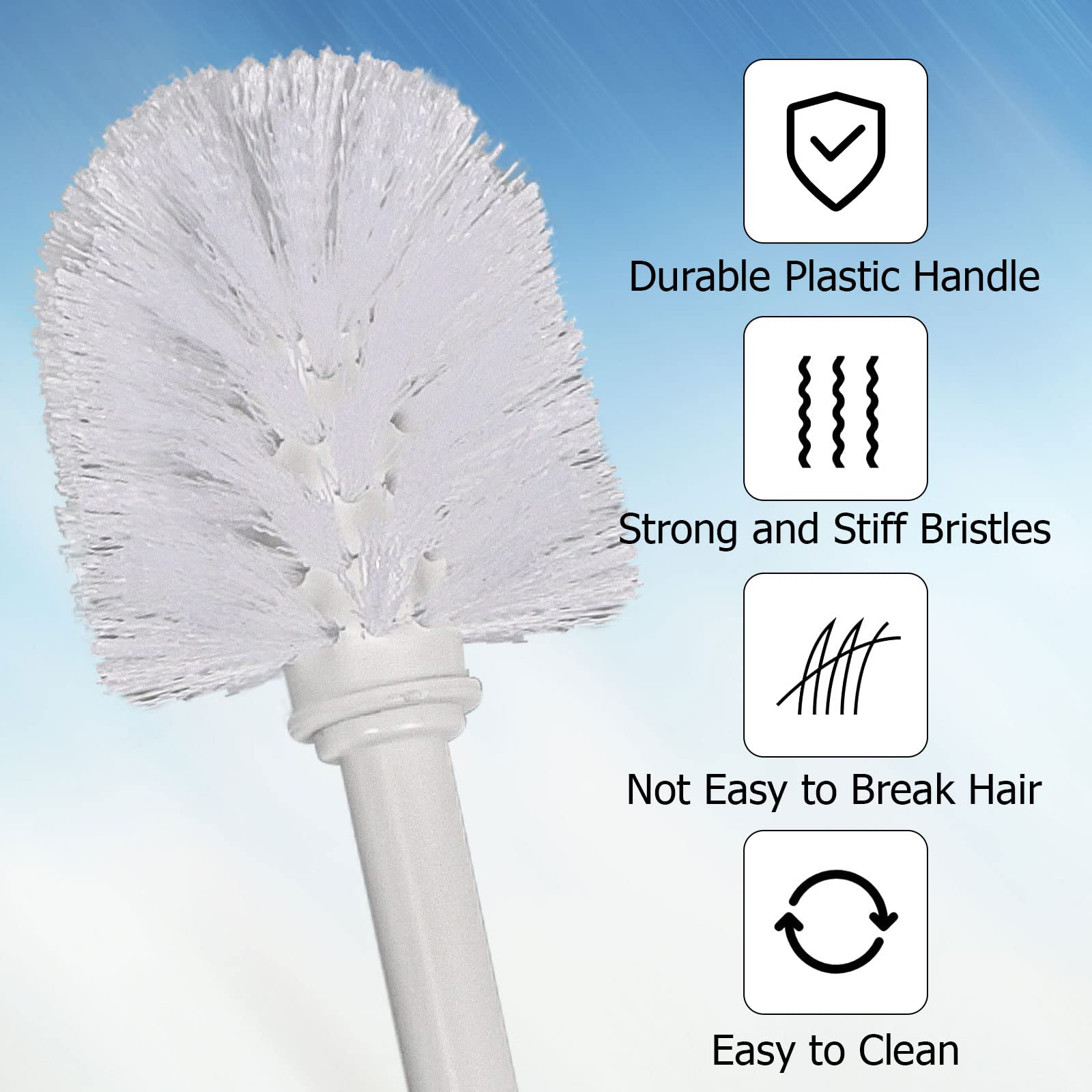Topsky 2-Pack Toilet Brush Set with Holder & Replacements - Durable Bathroom Cleaning for Home