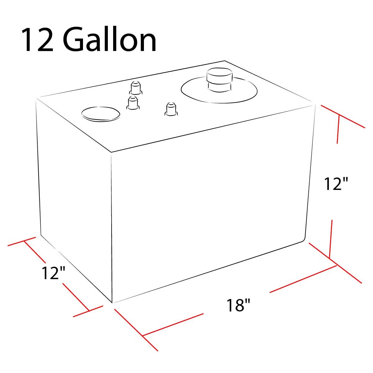 DNA MOTORING 12 Gallon Aluminum Top-Feed Fuel Cell Gas Tank - 18